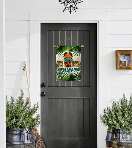 Miniatura 12 de Ornament Collection Maya Garden Flag Set Wood Dowel Regional Mexico United Mexican States Country Particular Area House Decoration Banner Small Yard