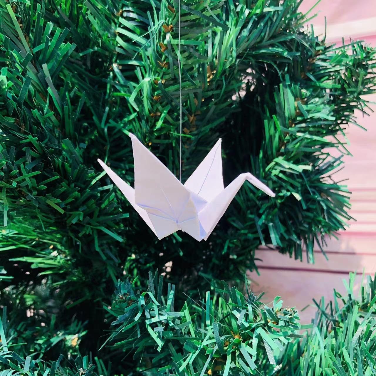 100PCS 5.9" White Premade Origami Paper Cranes Folded Handmade DIY Birds Garlands for Wedding Party Favor Birthday Baby Shower Supplies Peace Doves Happiness Good Luck (5.9")