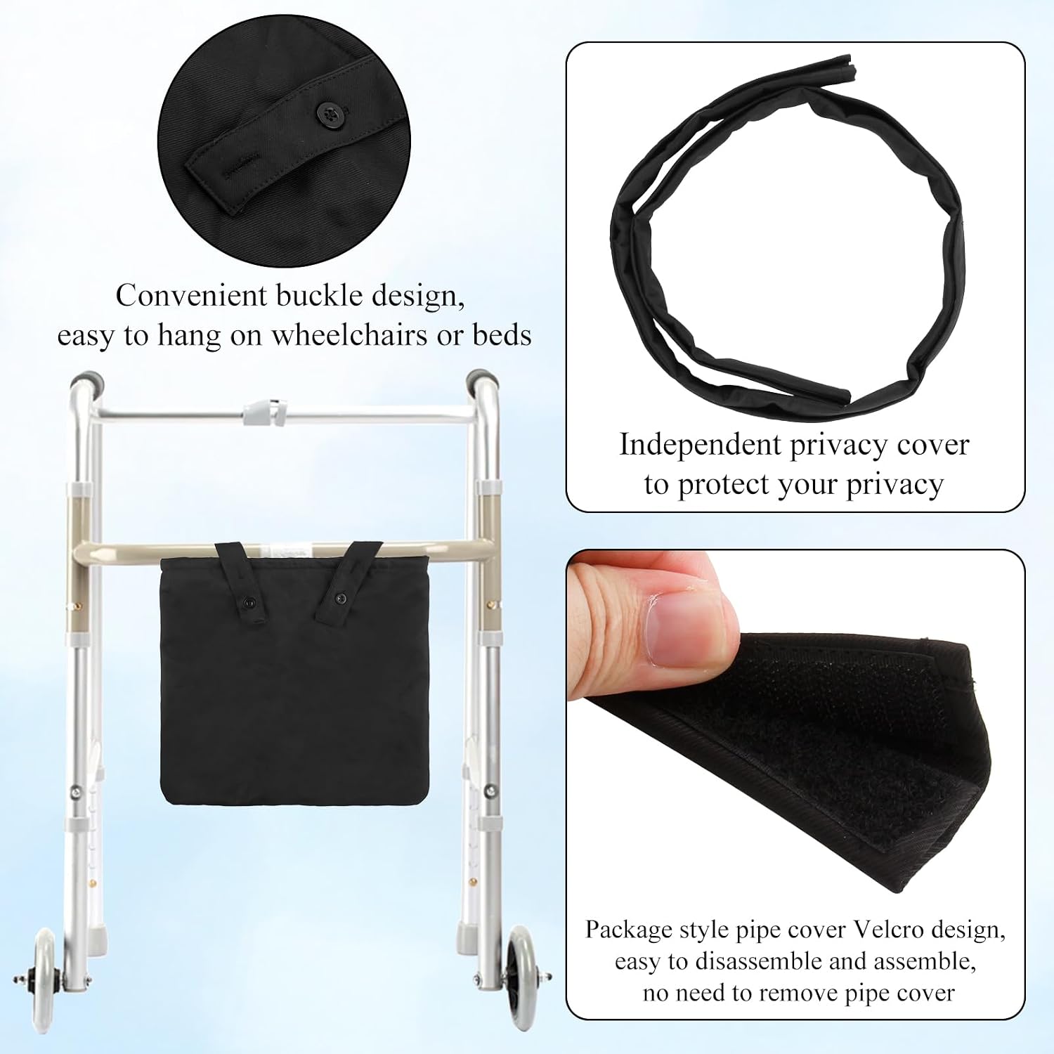 Catheter Bag Holder, Urine Drainage Bag Holder with Catheter Pipe Cover & Adjustable Strap,Large Capacity Covers for Foley Catheter Bag,w/Straps for Wheelchair, Walker, Bed