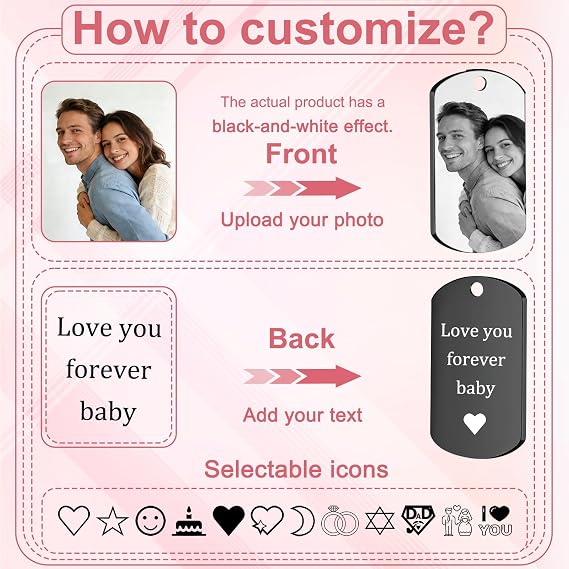 BEXOA Custom Keychain with Picture Logo Text