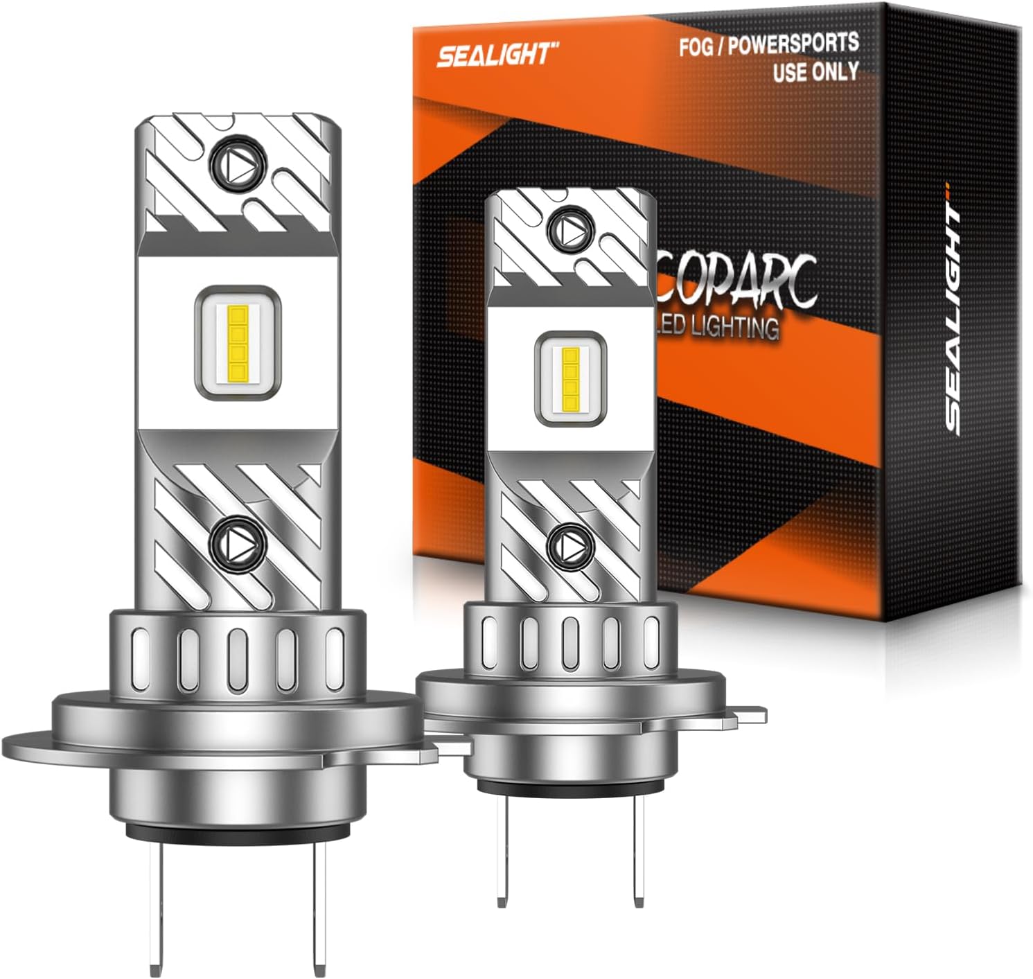 SEALIGHT H7 LED Fog Bulb, 36000LM 800% Super Brighter, 6500K Hi/Low Beam, With 15000RPM Cooling Fan, 60000HRS+ Lifespan, Pack of 2