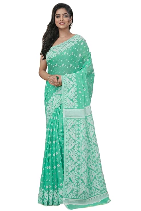 OISHANI SAREE GHOR Women’s Traditional Bengal Cotton Silk Jamdani Saree – FIROJI