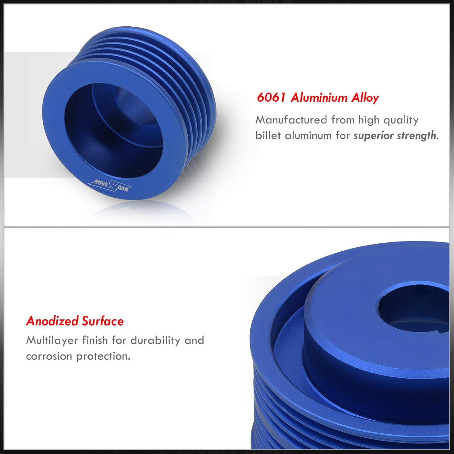 AJP Distributors JDM Upgrade Light Weight Aluminum Under Drive Crank Shaft Crankshaft Alternator Pulley Wheel Kit Blue Compatible/Replacement For Impreza Wrx 2.0L 2.5L EJ20 EJ25 Turbo Engine