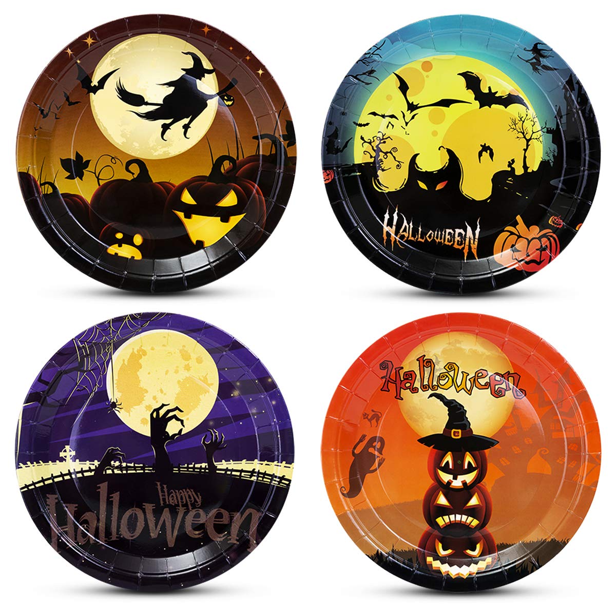 60 Count Halloween Party Plates 9" , Disposable Halloween Paper Dinner