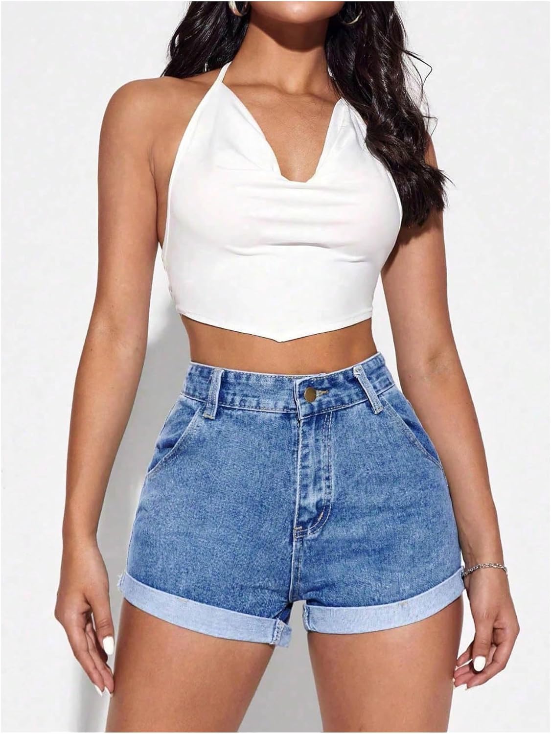 SOLY HUX Women's High Waisted Straight Leg Jean Shorts Casual Summer Denim Short Pants - Image 5