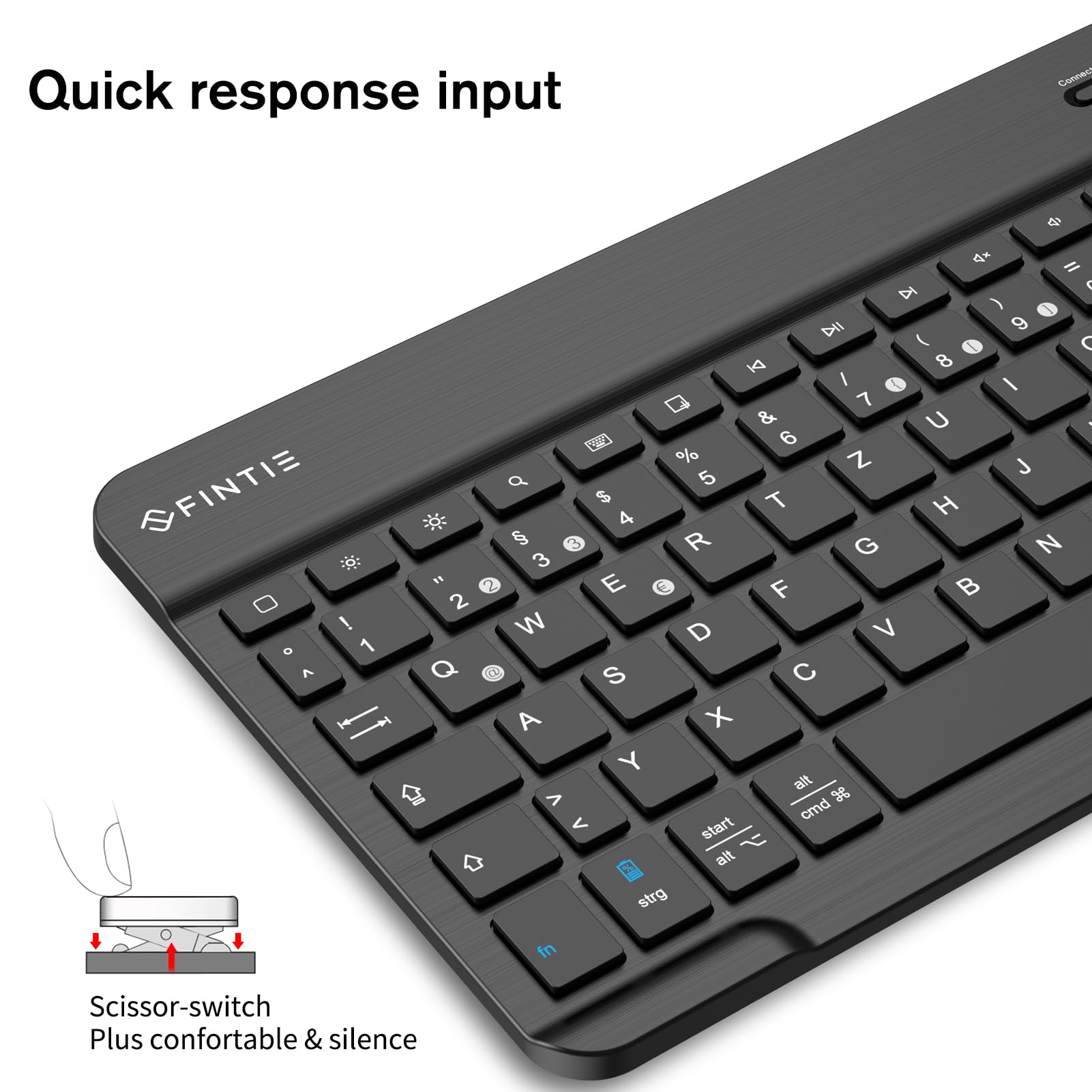 FINTIE Tastatur Hülle für iPad 9.7 2018 (6. Generation), Soft TPU Rückseite Gehäuse Keyboard Case mit eingebautem Pencil Halter, magnetisch Abnehmbarer QWERTZ Bluetooth Tastatur, Schwarz