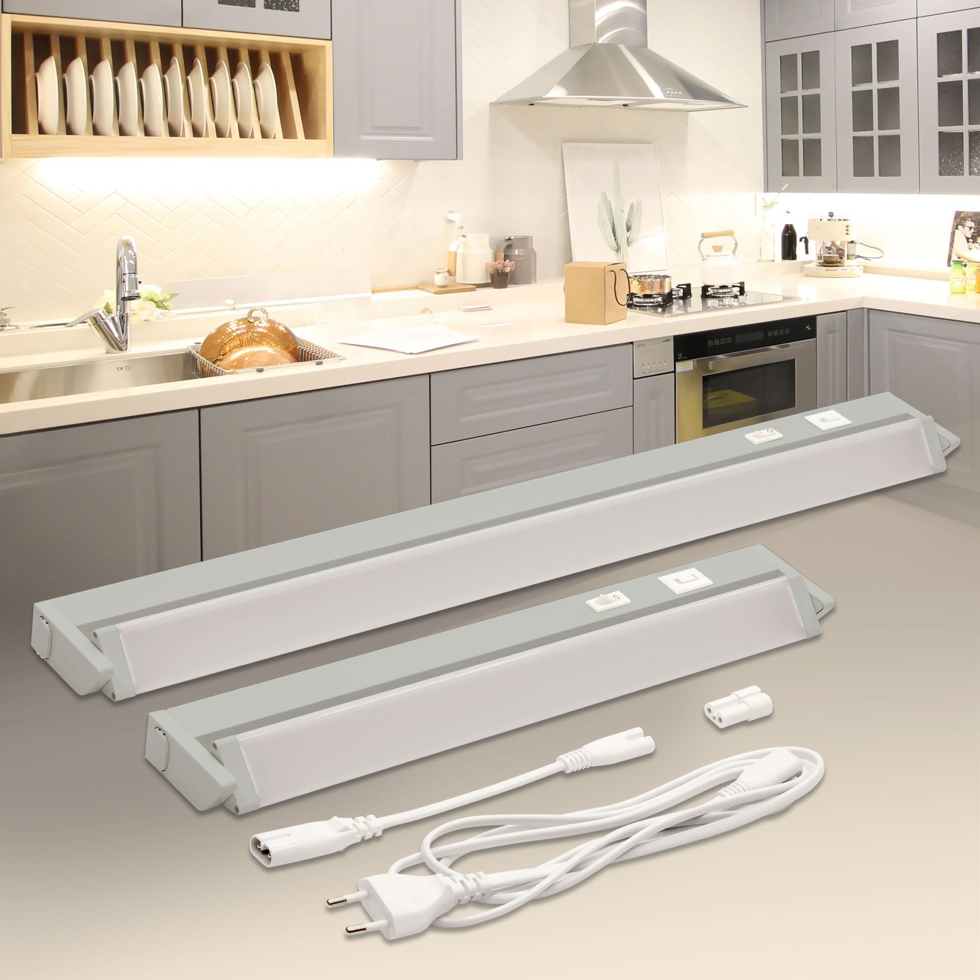 Maxkomfort LED Unterbauleuchte Küche 56cm (M) - Küchenlampe mit Schalter, schwenkbar & 3-Stufen-Dimmfunktion, 3 Lichtfarben - Warmweiß/Kaltweiß/Neutralweiß - Lichtleiste Unterschrank