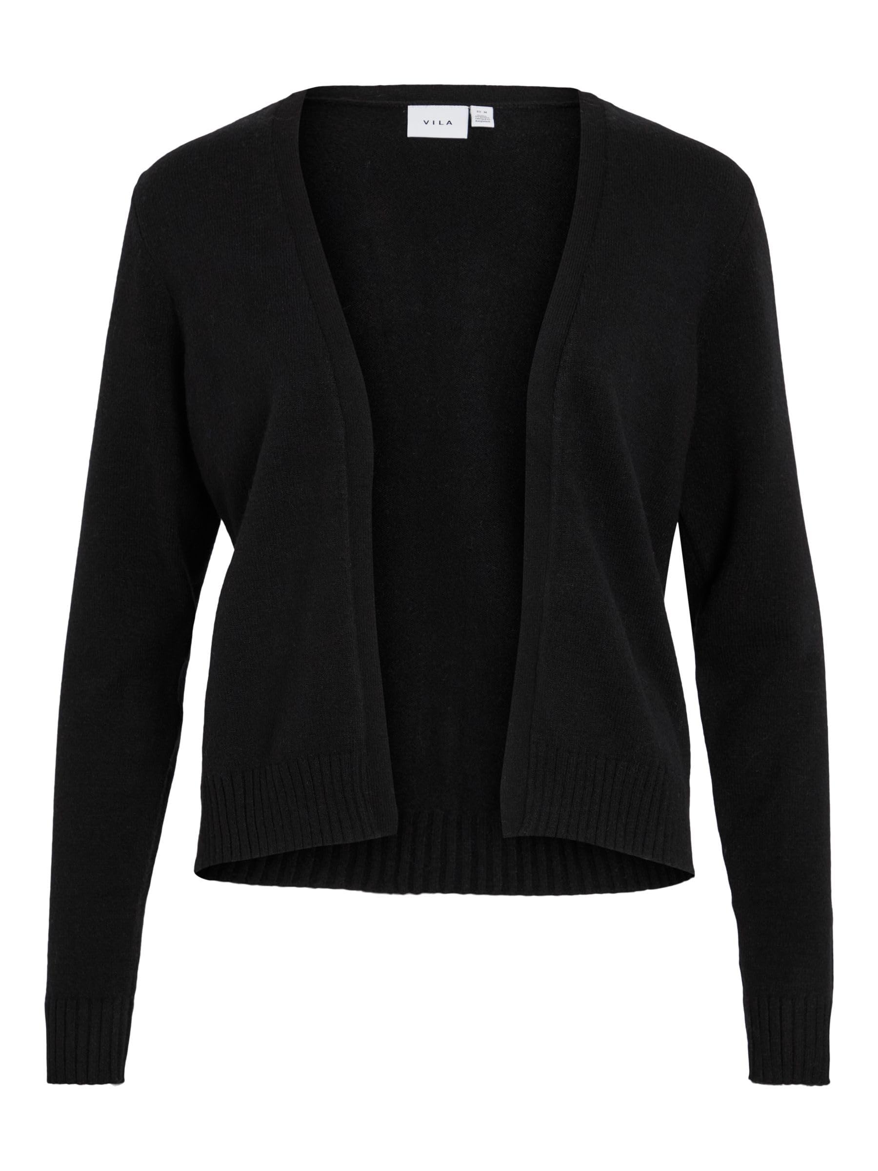 Vila Women's Viril Short L/S Knit Cardigan Noos Cardigan, Black, XS