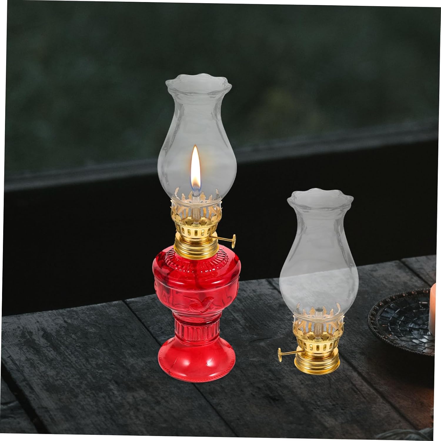 Vintage Kerosene Oil Lamp Burners with Metal Regulators and Glass Shades Includes Small Gold Lamp Heads and Decorative Shades for Cozy Indoor Lighting