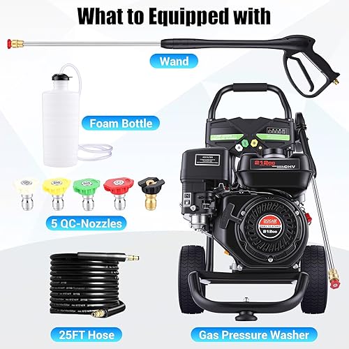 Miniatura 8 de Lavadora a presión a gas 4200 PSI Lavadora a gas 4.0 GPM 212CC Lavadora de alta presión comercial, con pistola rociadora y varita de extensión, 5