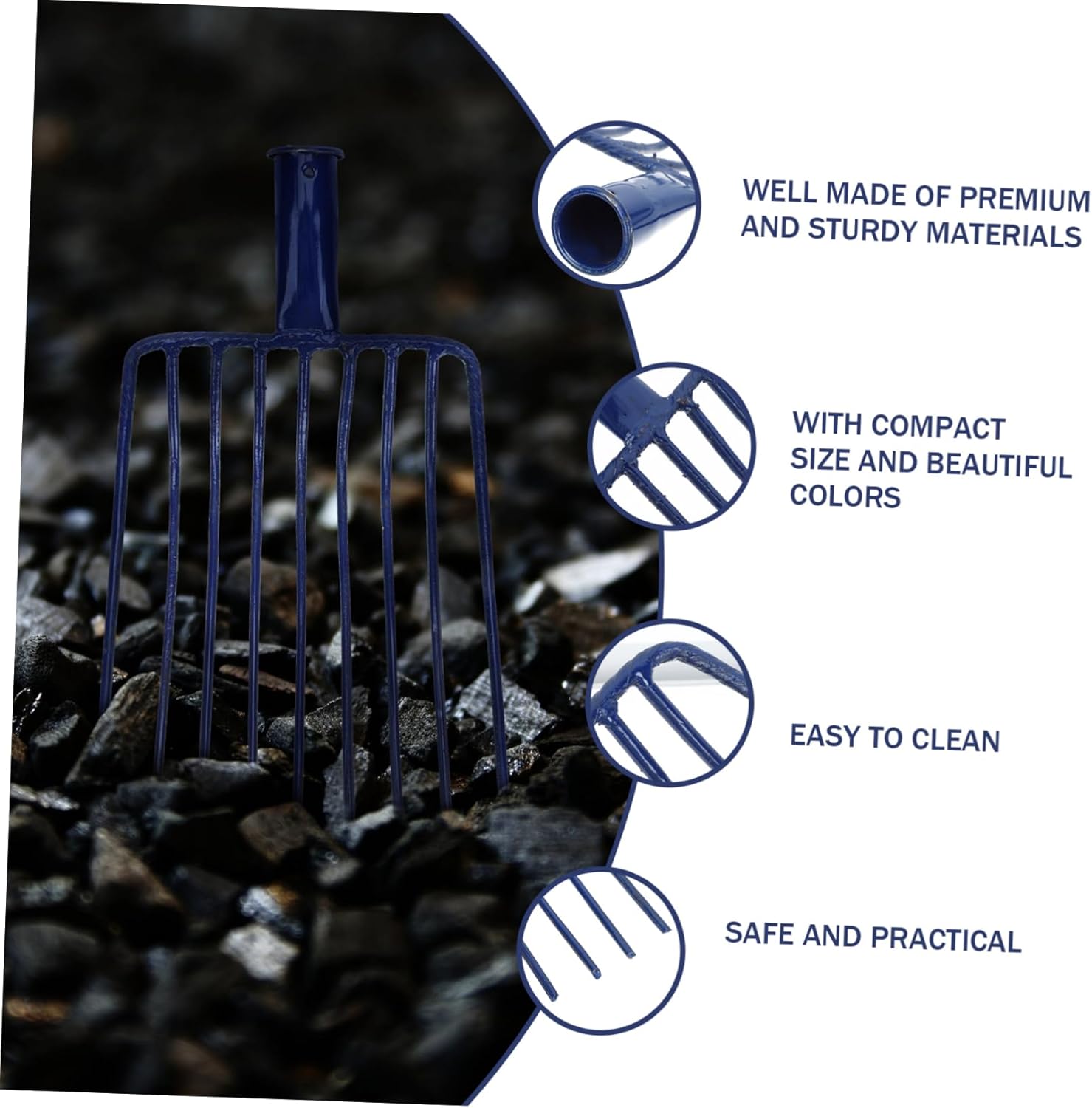 YARNOW 9-Tooth Steel Coal Shovel Fork for BBQ Charcoal Gardening and Outdoor Use Heavy Duty Construction Ergonomic Design Multi-Purpose Rake