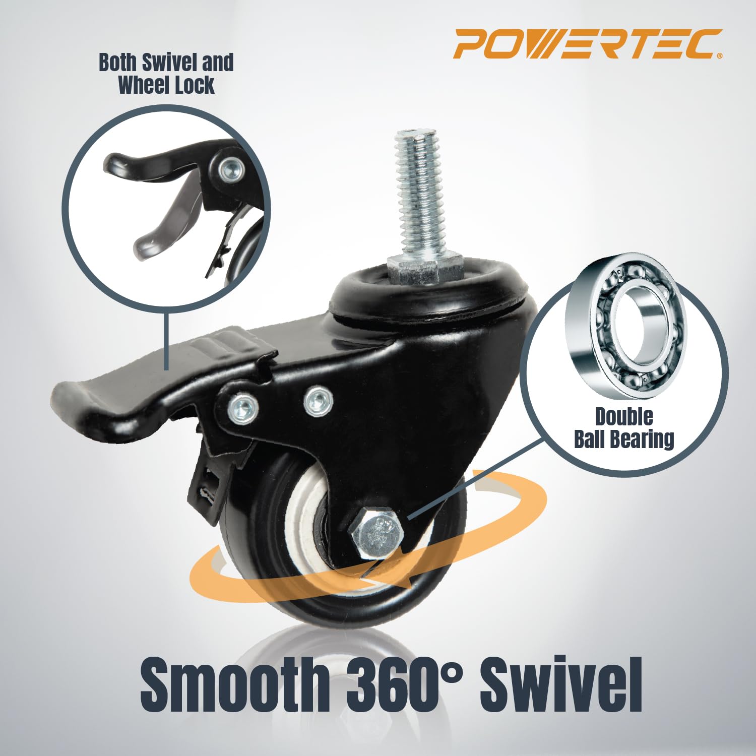 Lifting Rolleys Caster Snapklik.com : POWERTEC 2 Inch Caster Wheels Set Of 4, 3/8