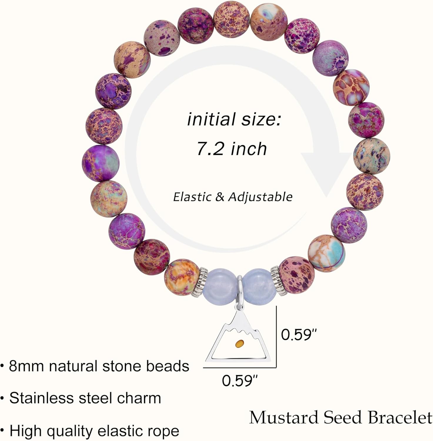 LINY Nature Stone Beads Mustard Seed Bracelet Charm Jewelry, Mustard Seed of Faith Gifts for Friend, Sister, Wife, Daughter, Niece - Image 2