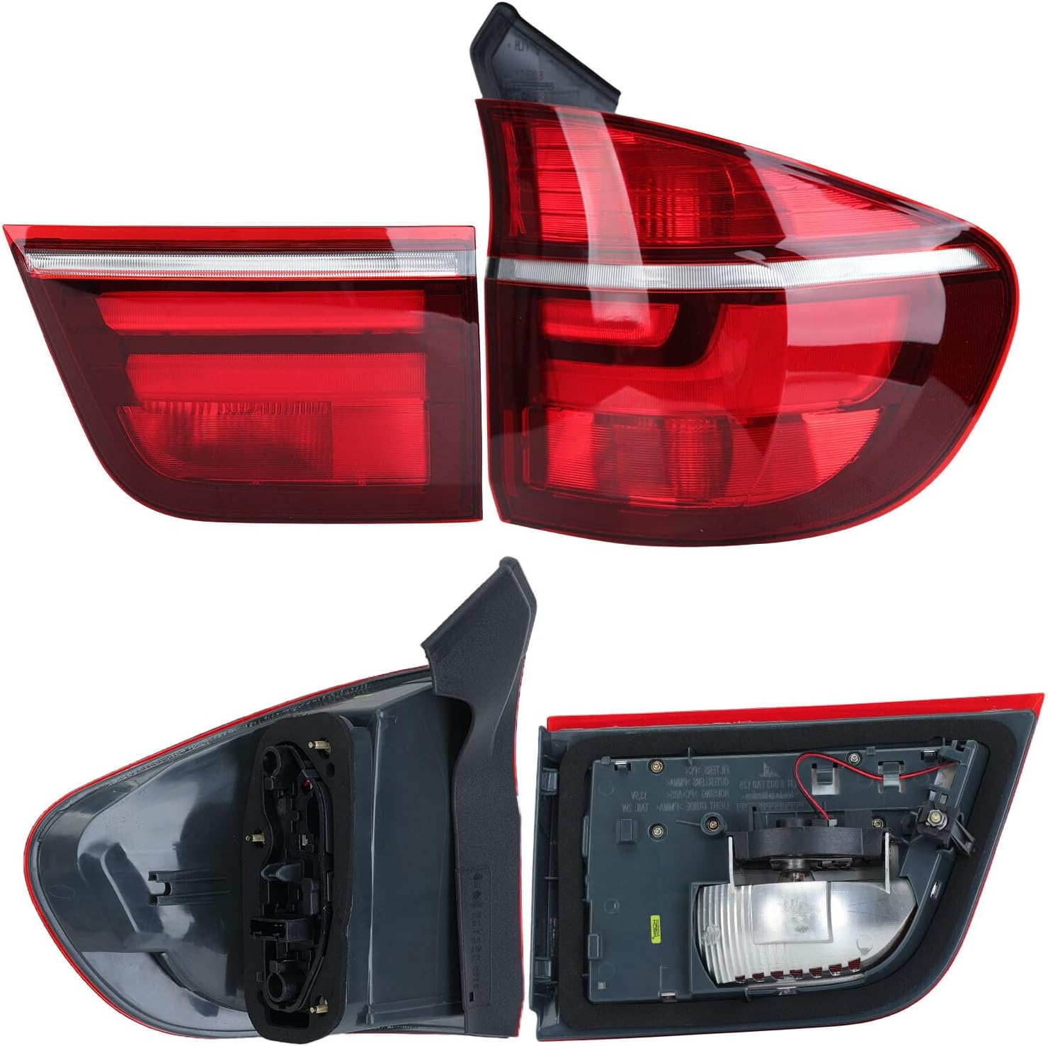 Set 4PCS Outer Inner Tail Light Assembly Compatible With BMW X5 E70 2007-2013 Rear Brake Stop Lamp Left & Right Side