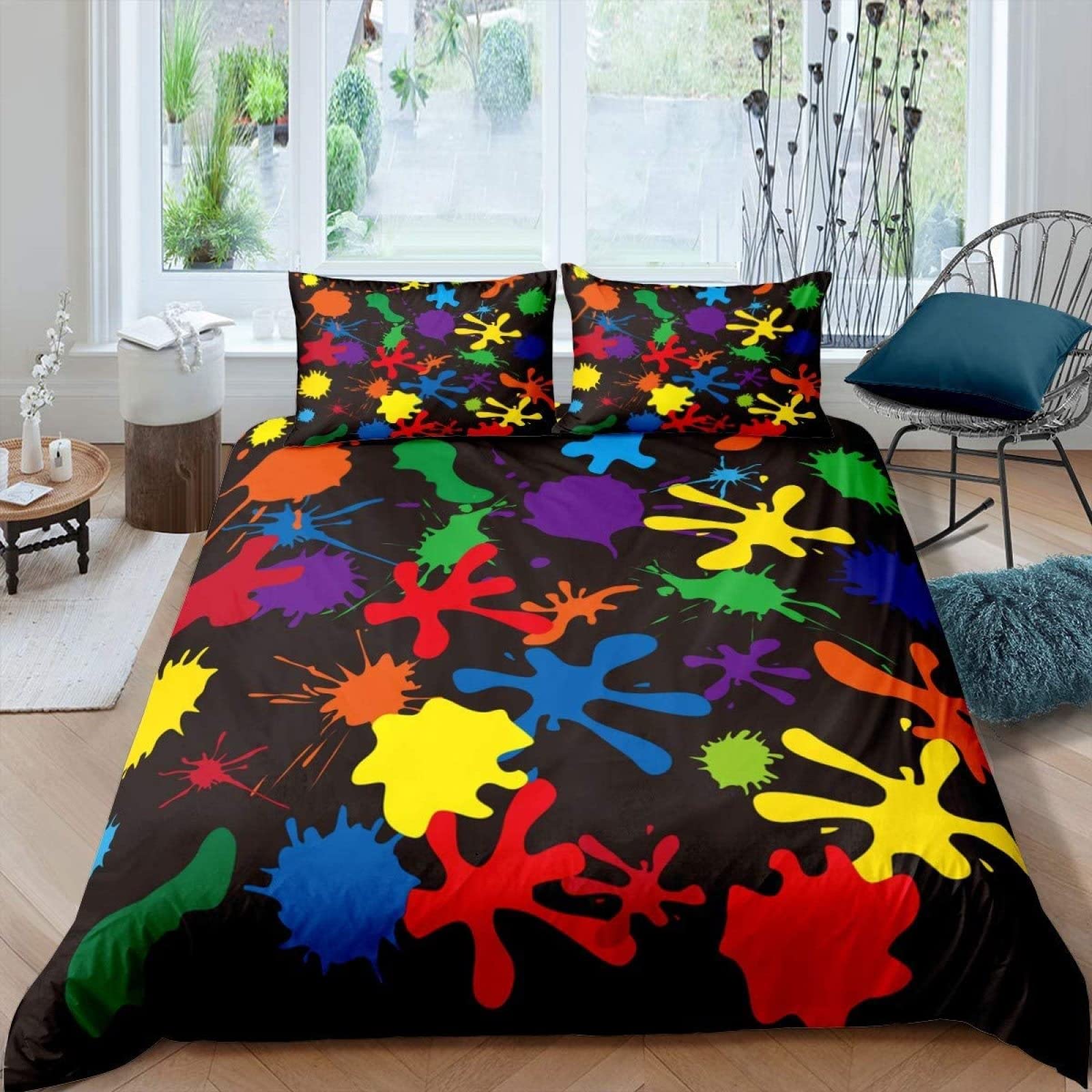 Parure de lit 2 personnes housse de couette 220x240 enfant adulte graffiti