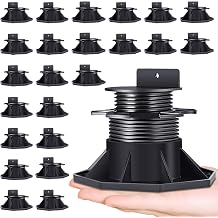24 Pack Adjustable Deck Support Pedestal Deck Foundation Base Support,Used for Floating Deck Platform Deck Floor Height Adjustment Raising, Adjustment Raising from 2-3/8" to 5-1/2", Black