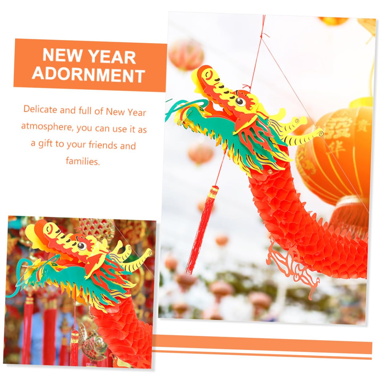 Ciieeo 5St Chinesische Neujahrsdekoration chinesische neujahrsdrachengirlande Laternengirlande des neuen Jahres Chinesisches Dekoration Chinesischer Neujahrsfest Dekoration Papier
