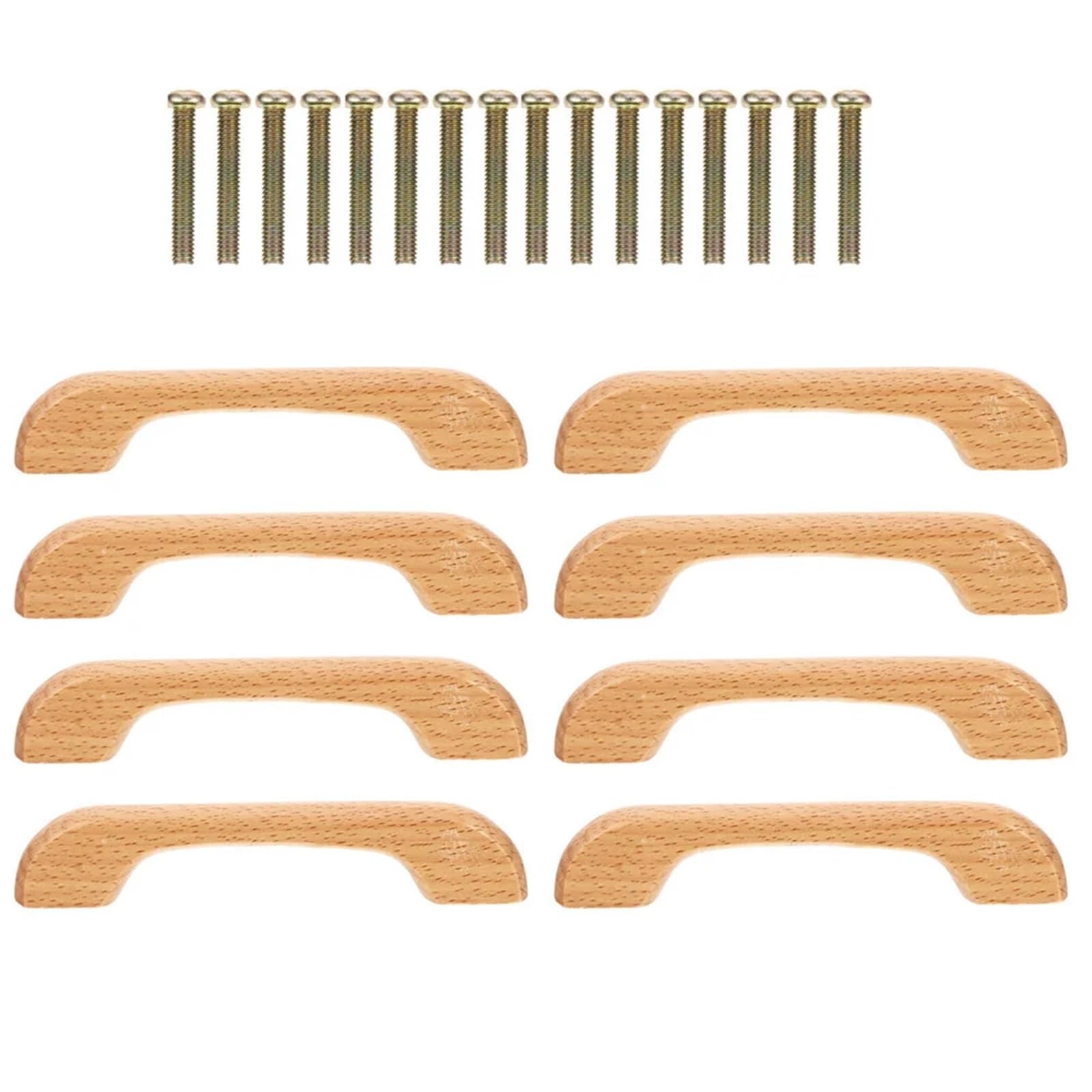 8Pcs Wooden Pull Handles Cabinet Handle for Modern Cupboard Drawer Knobs Easy Install Beech Furniture Hardware Pour Placards