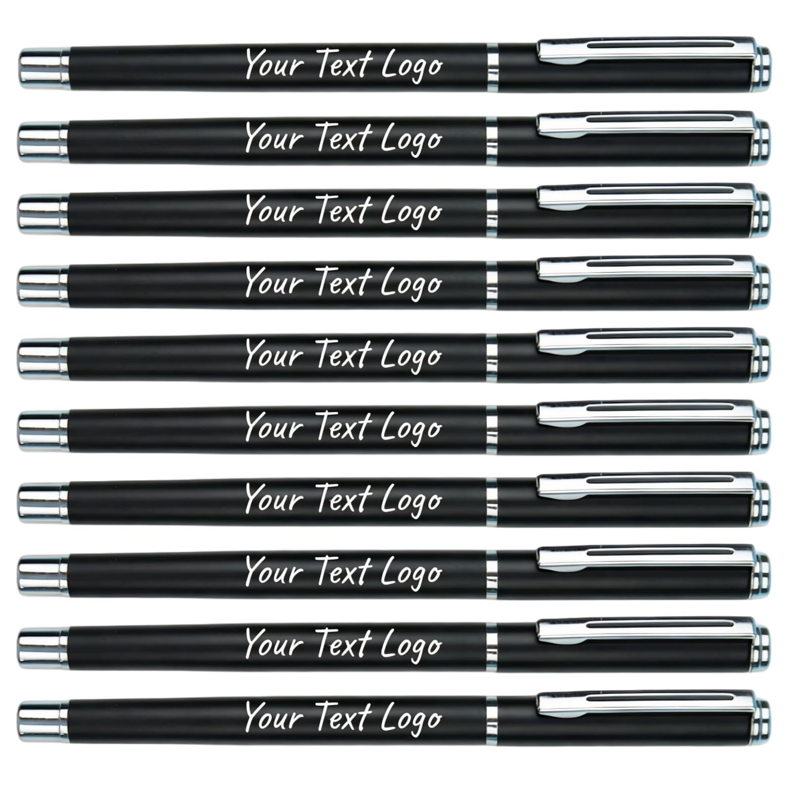 Up to 100Pcs Personalised Gel Ink Rollerball Pens Bulk - Roller Ball Pen Refillable - Custom Logo Nice Pens for Business and Office Supplies - Fine Line, Luxury Pen men&women (Black, Pack of 100)