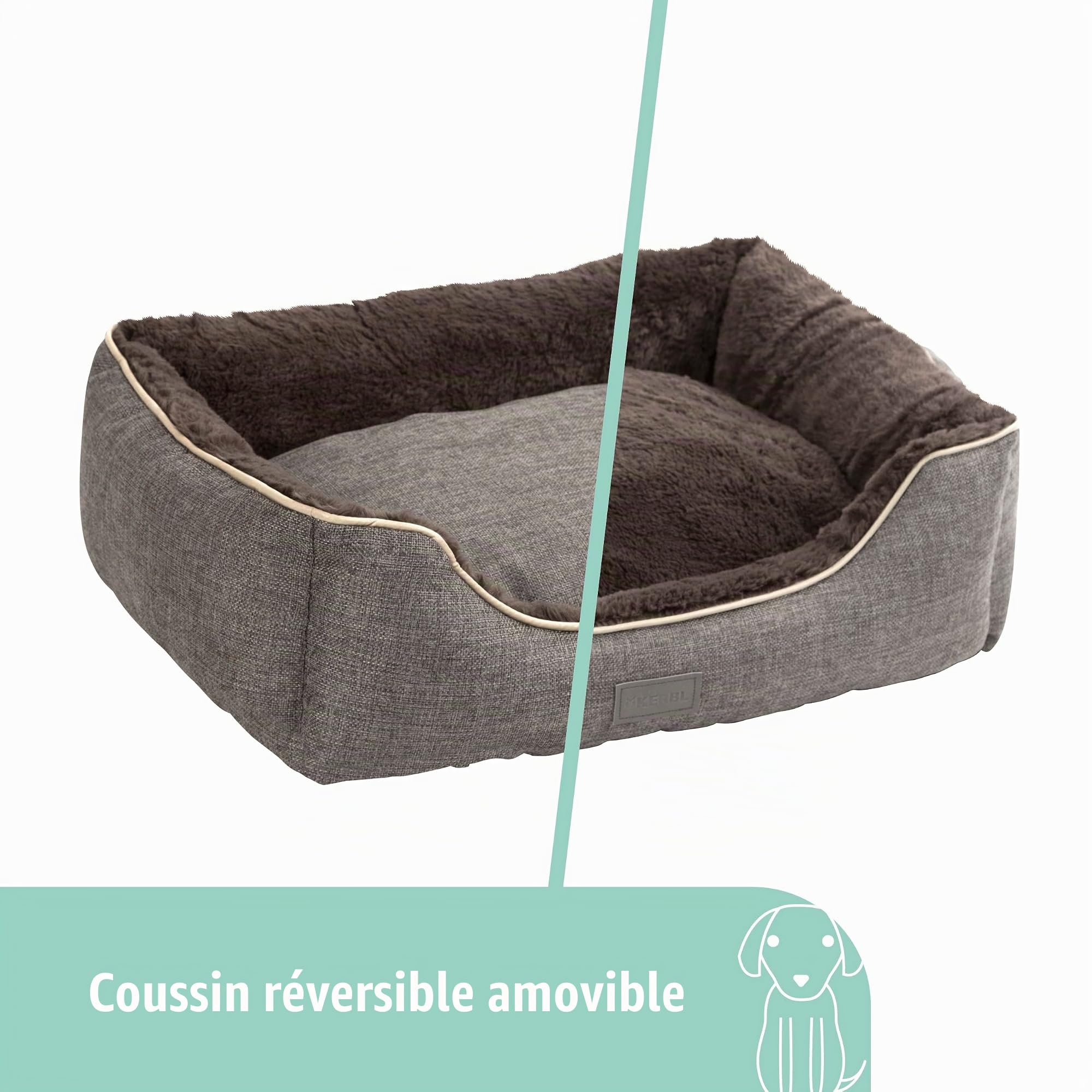 Kerbl Samuel Corbeille pour Chien Argent/Gris 60 x 50 x 17 cm