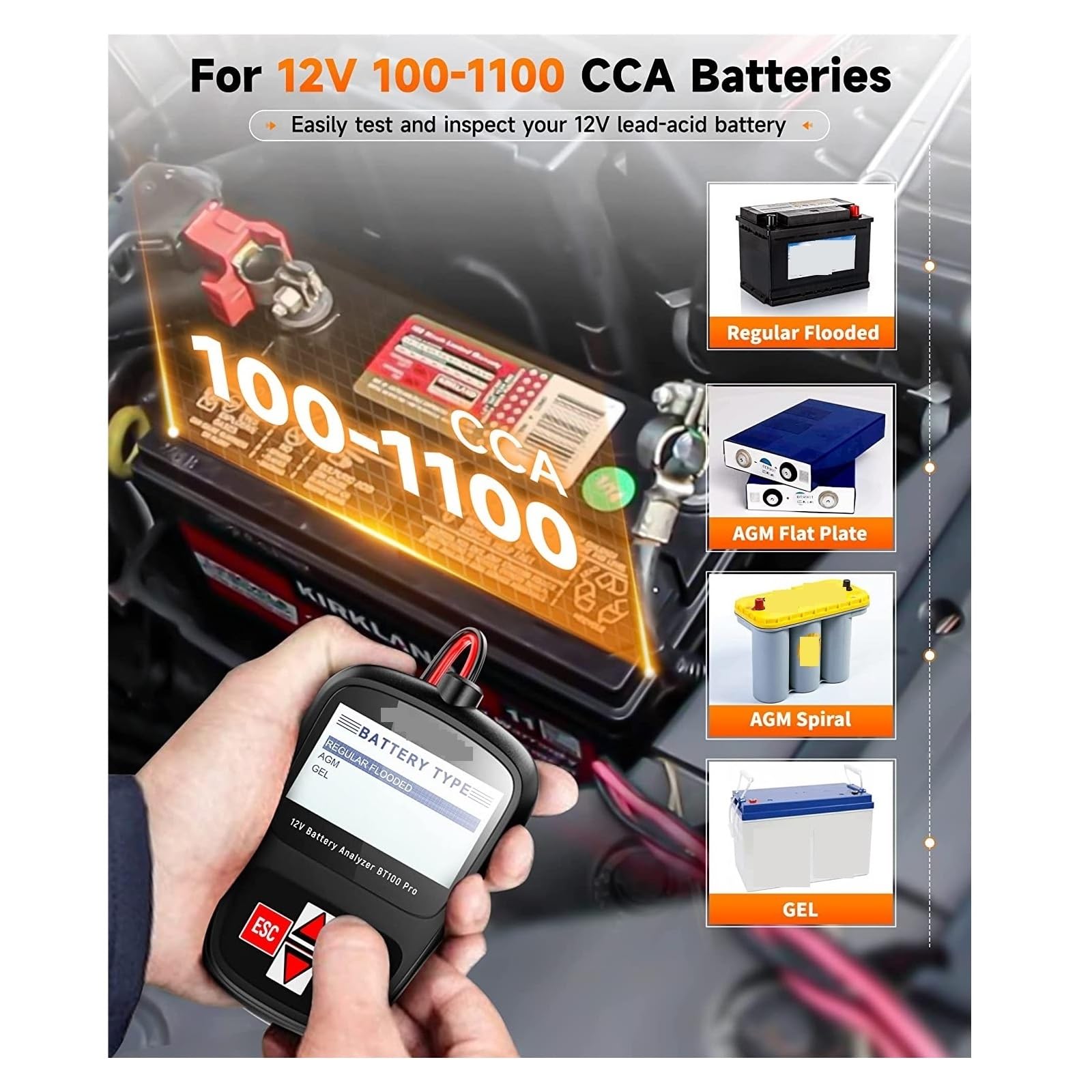 Tester Akumulatora Samochodowego 6V 12V Do Zalanych 100 1100CCA 200AH Analizator Stanu Narzędzie Diagnostyczne Szybkie Dokładne Wykrywanie