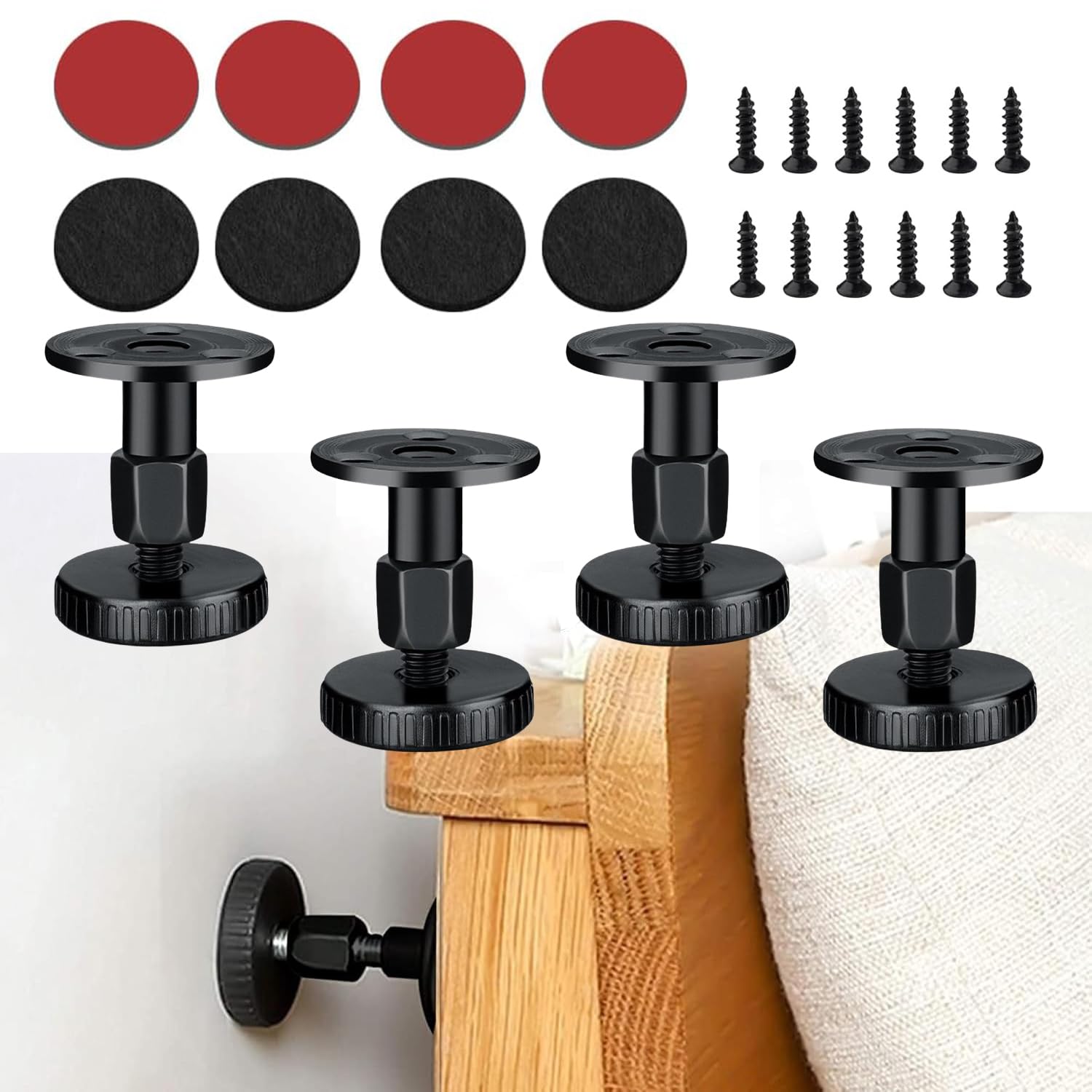 Piedini Regolabili Per Mobili LouMaxx - Set Di 4, Diametro 53,5 Mm, Nero - Foto 12