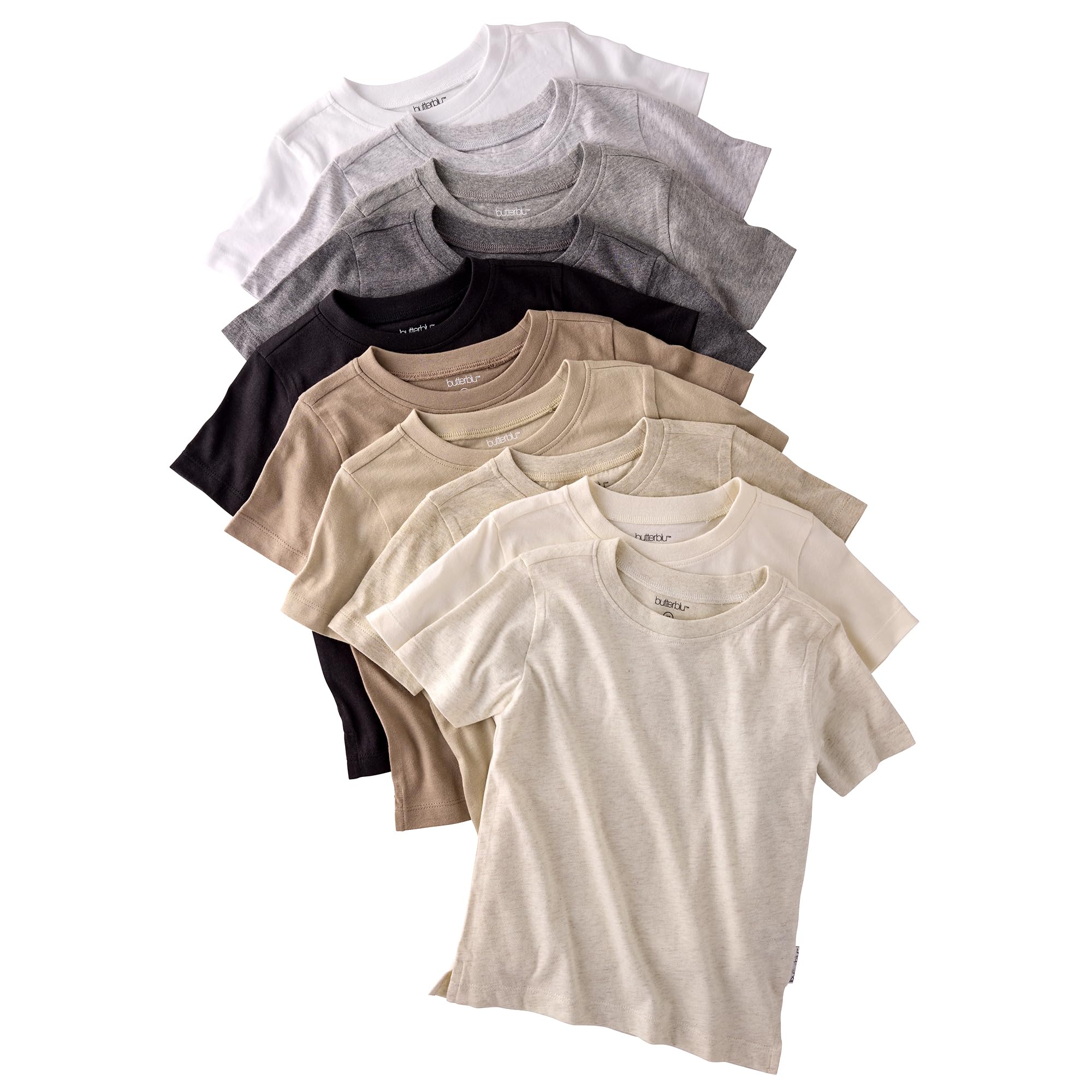 Butterblu Baby Taylor 10-Pack Short Sleeve T-Shirts 100% Organic Cotton for Boys & Girls