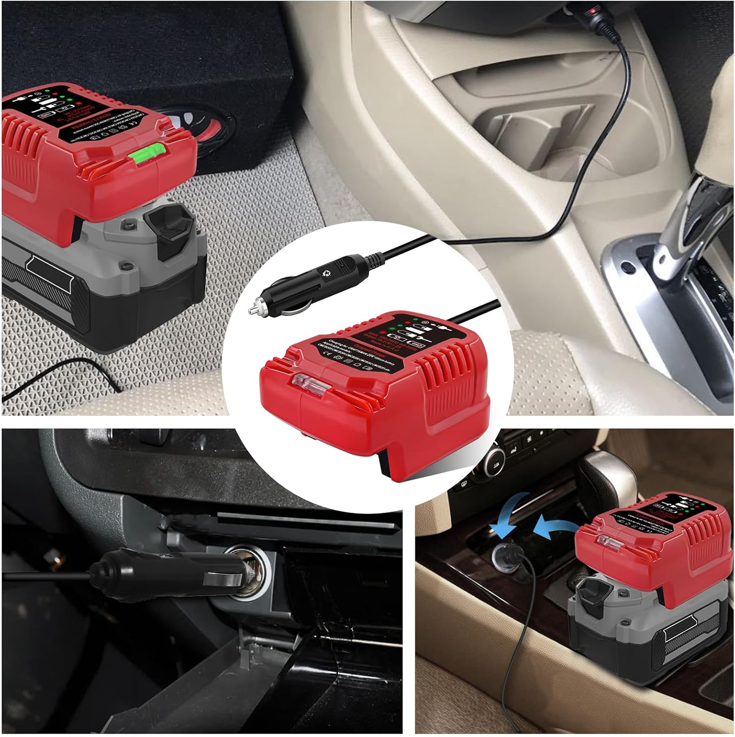 Car Charger for Craftsman 20V Battery, Vehicle Replace Charger for Craftsman V20 Batteries CMCB204 CMCB202 CMCB201 CMCB209 CMCB205, LED Indicator, Compact Design