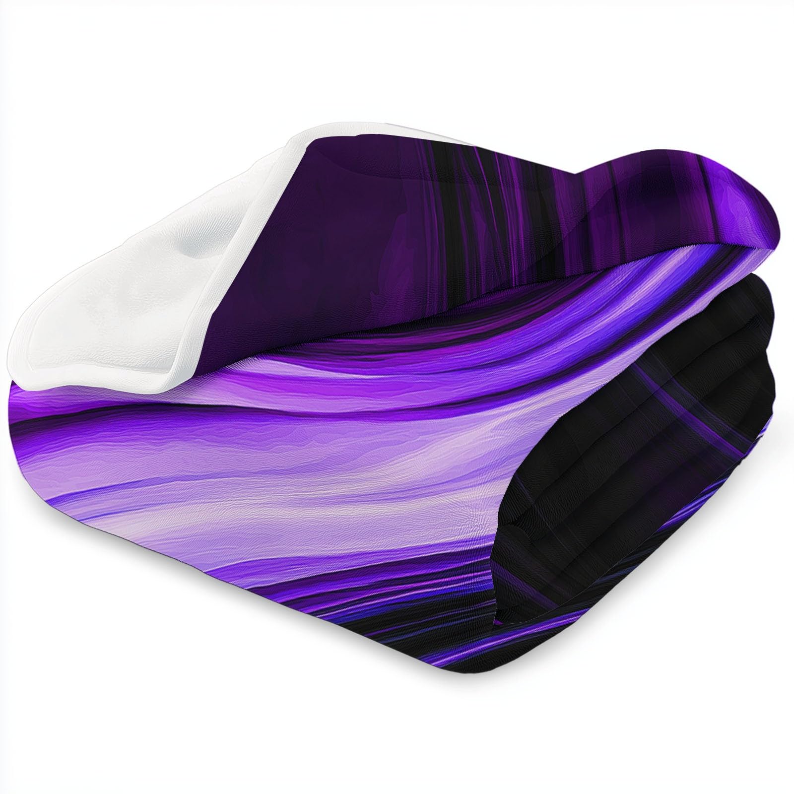 220 x 240 cm Manta de Franela Ultra Suave Líneas Elegantes Giratorias Abstractas Manta Multifuncional, Cálida para Todas Las Estaciones Violeta, Deal como el Mejor Regalo para Familia y Amigos