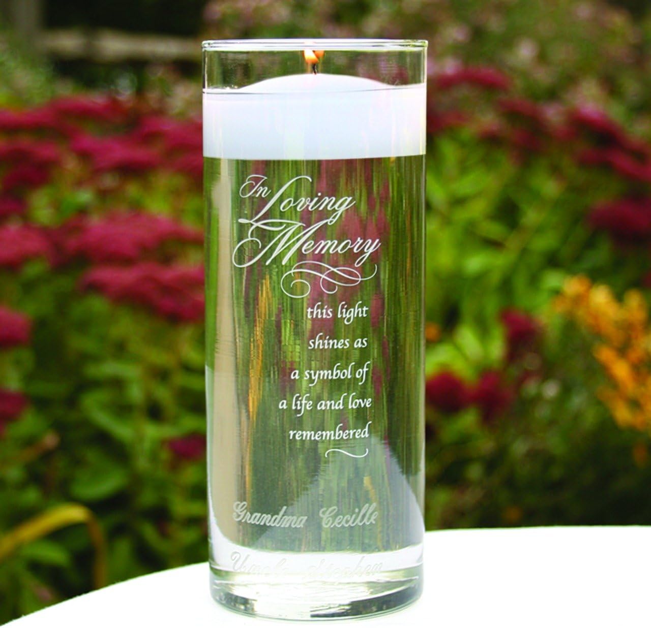 Hortense B. Hewitt in Loving Memory Glass Vase - This Light Shines as a Symbol of Life and Love Remembered, 9" x 3"