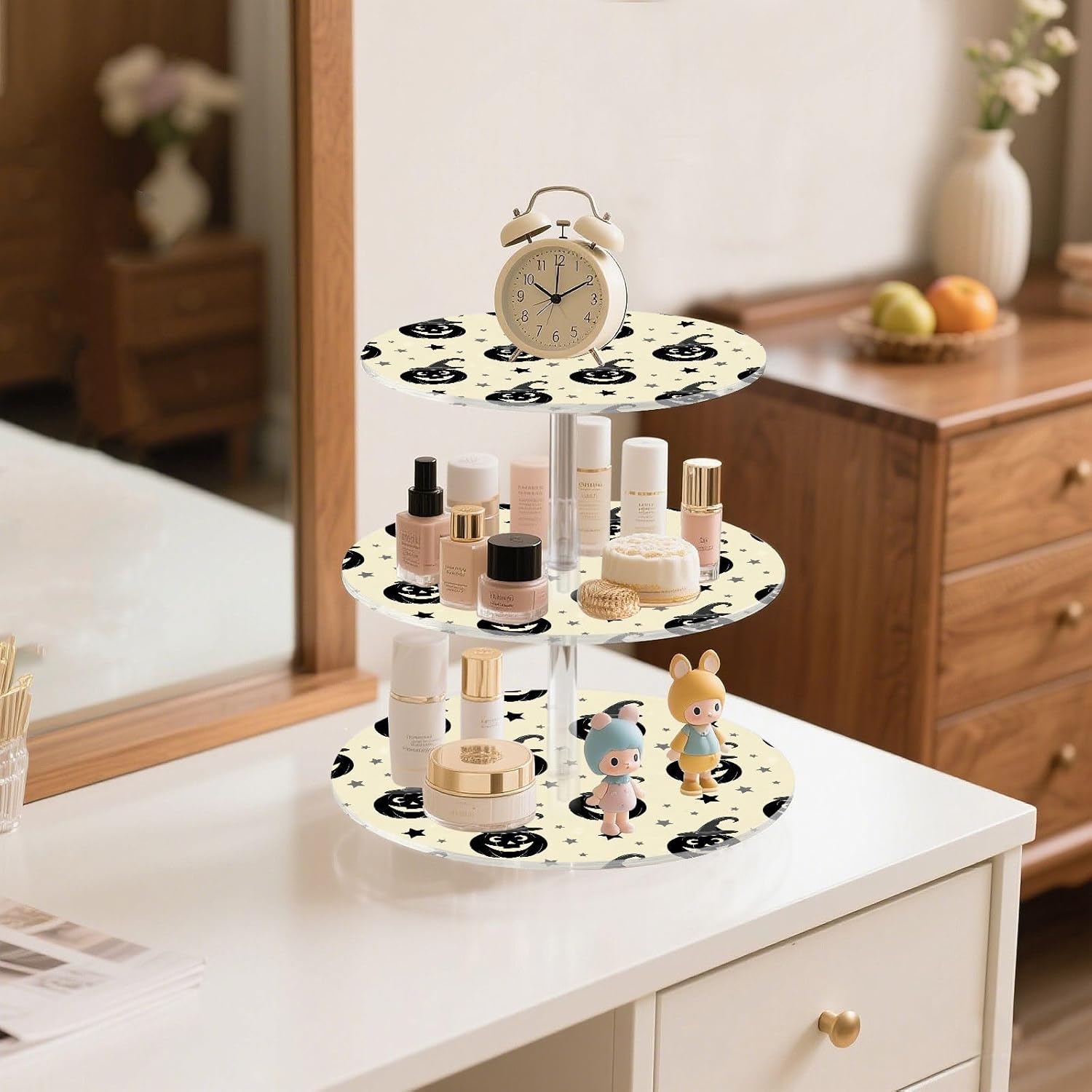 Pumpkin Magic Hat Halloween 3 Tier Acrylic Cupcake Stand, Cupcake Stand for 34 Cupcakes for Weddings, Christmas,Holidays,Parties,Birthday,Printed Cupcake Tower 23301030