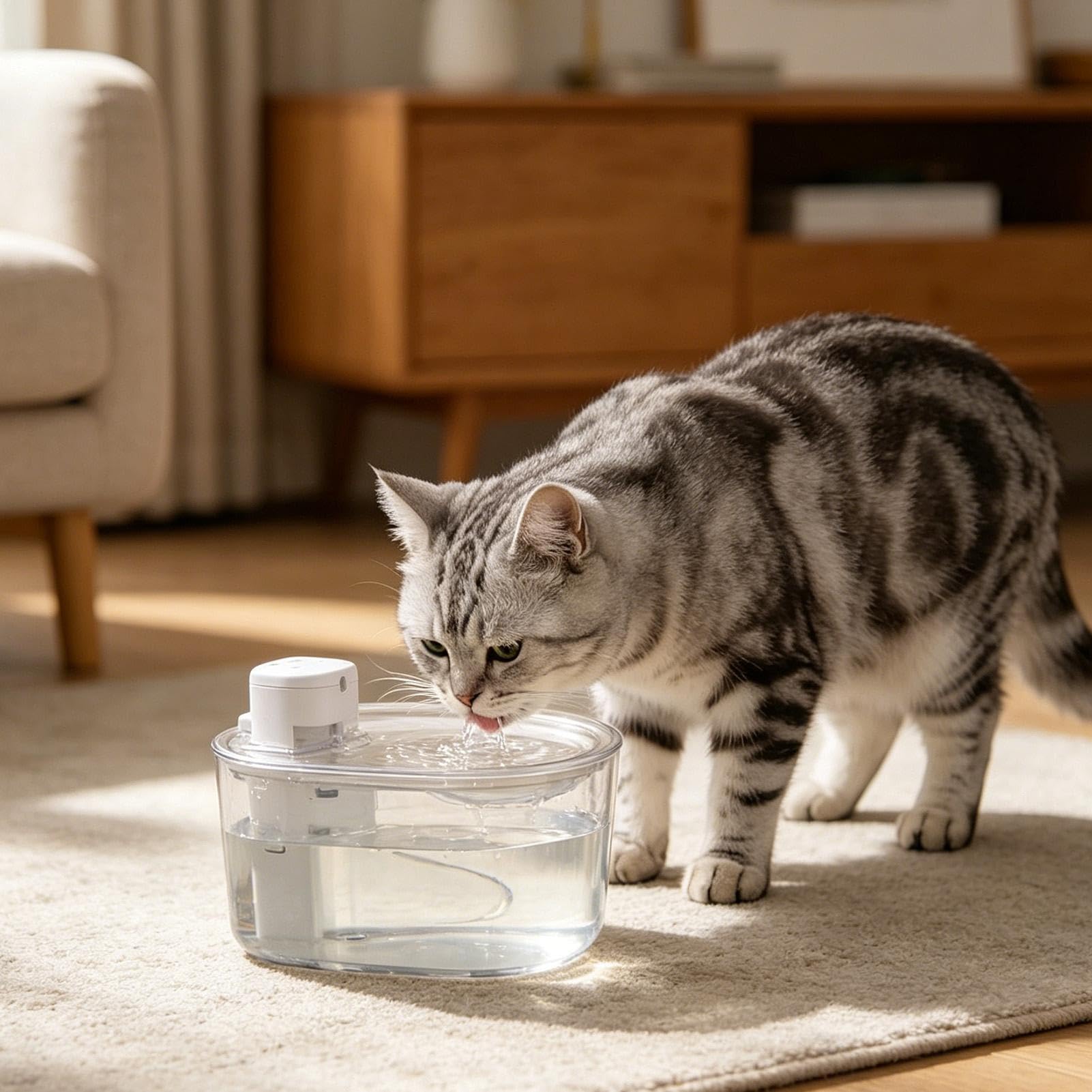 Fuente De Agua Para Gato Bebedero Silencioso Recargable Con Sensor 3 Litros | Fuente Agua De Perros Beber Sobremesa Escritorio Cachorro Gatito Perro Animal Mascota En Interiores