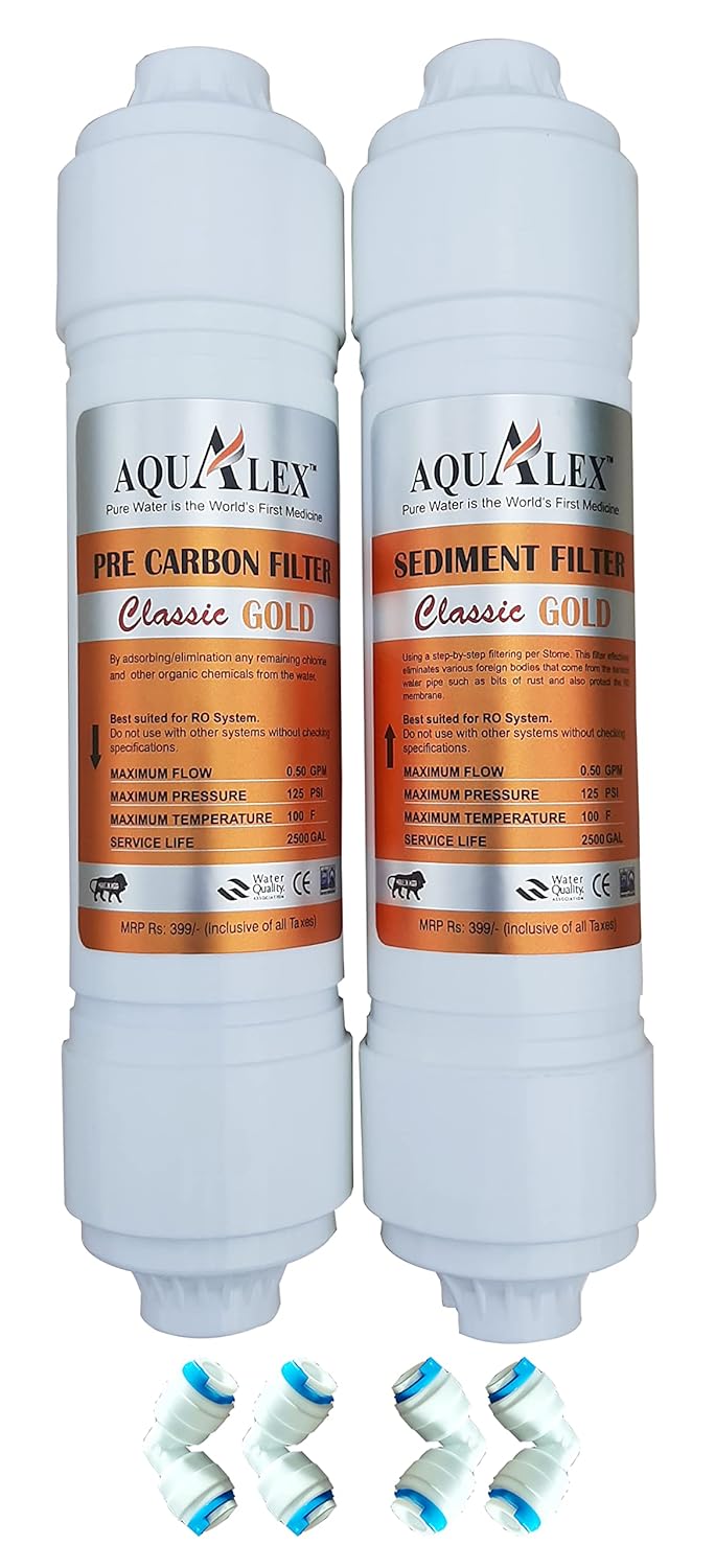 Aqualex, Pokar RO Aqualex,Pokar RO, Pre Carbon Filter + Sediment Filter + 4 pcs connactor Suitable for All RO Water Purifier - Amazon product rated Grade B