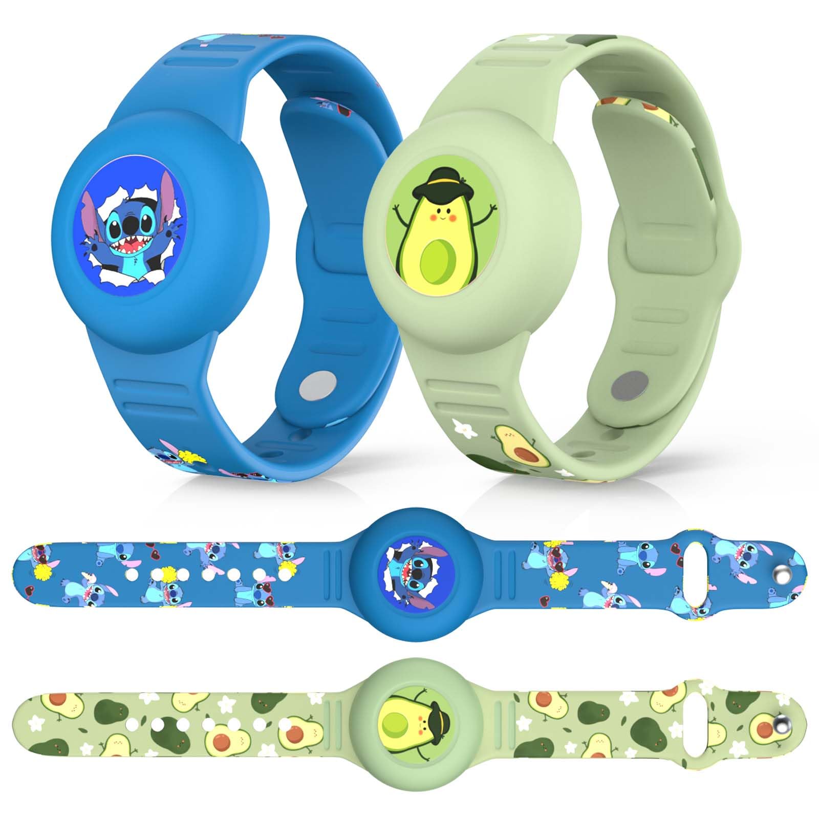 Lot De 2 Bracelets Silicone Étanchés Pour Enfants – Cache AirTag Anti-Perte – Rose + Violet