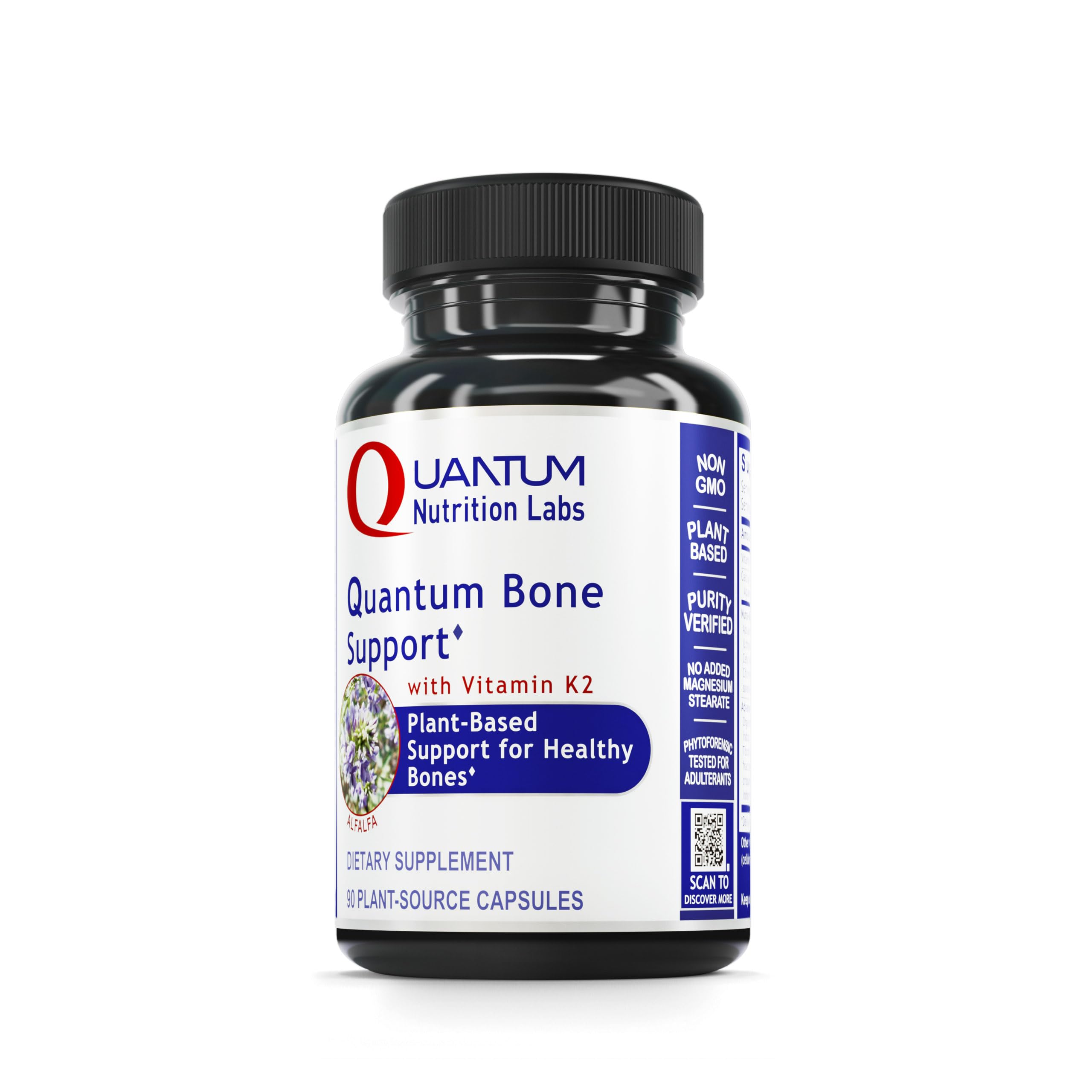 Quantum Nutrition Labs Quantum Bone Health - Bone Health Vitamins, Bone Strength Supplement for Women and Men, Organic Calcium Supplement with Fermented Vitamin K2, Bone Health Support - 90 Capsules