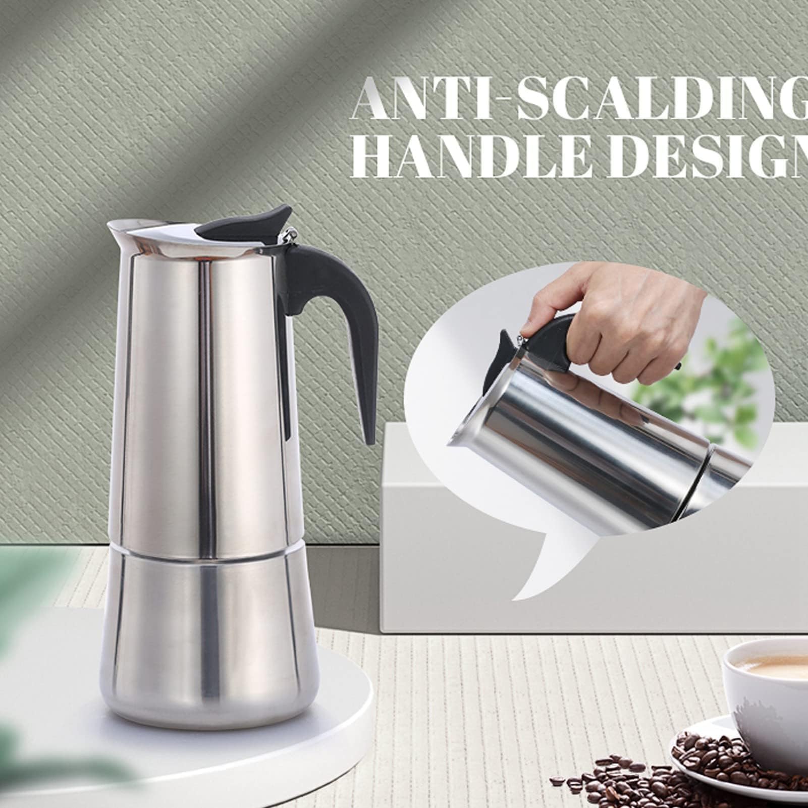 Cafetière électrique, Percolateur électrique De Grande Capacité Cafetière Moka En Acier Inoxydable Portable Pour la Maison Et le Camping En Plein Air(600ML)