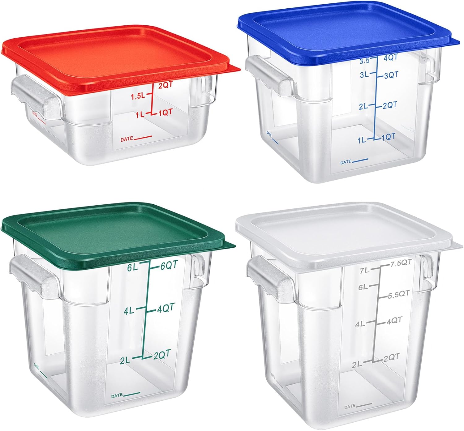 Huwena 4 Pcs Commercial Food Storage Container with Lid