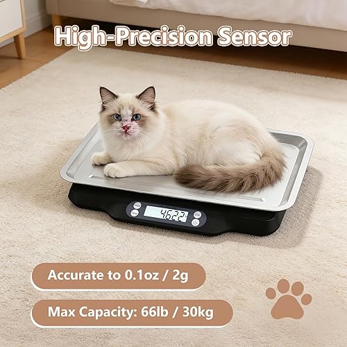 Miniatura 4 de Helsevesen Báscula digital de precisión para animales pequeños (66.1 lbs/0.07 oz; 66 libras/0.1 oz), báscula de cocina, báscula postal, báscula de