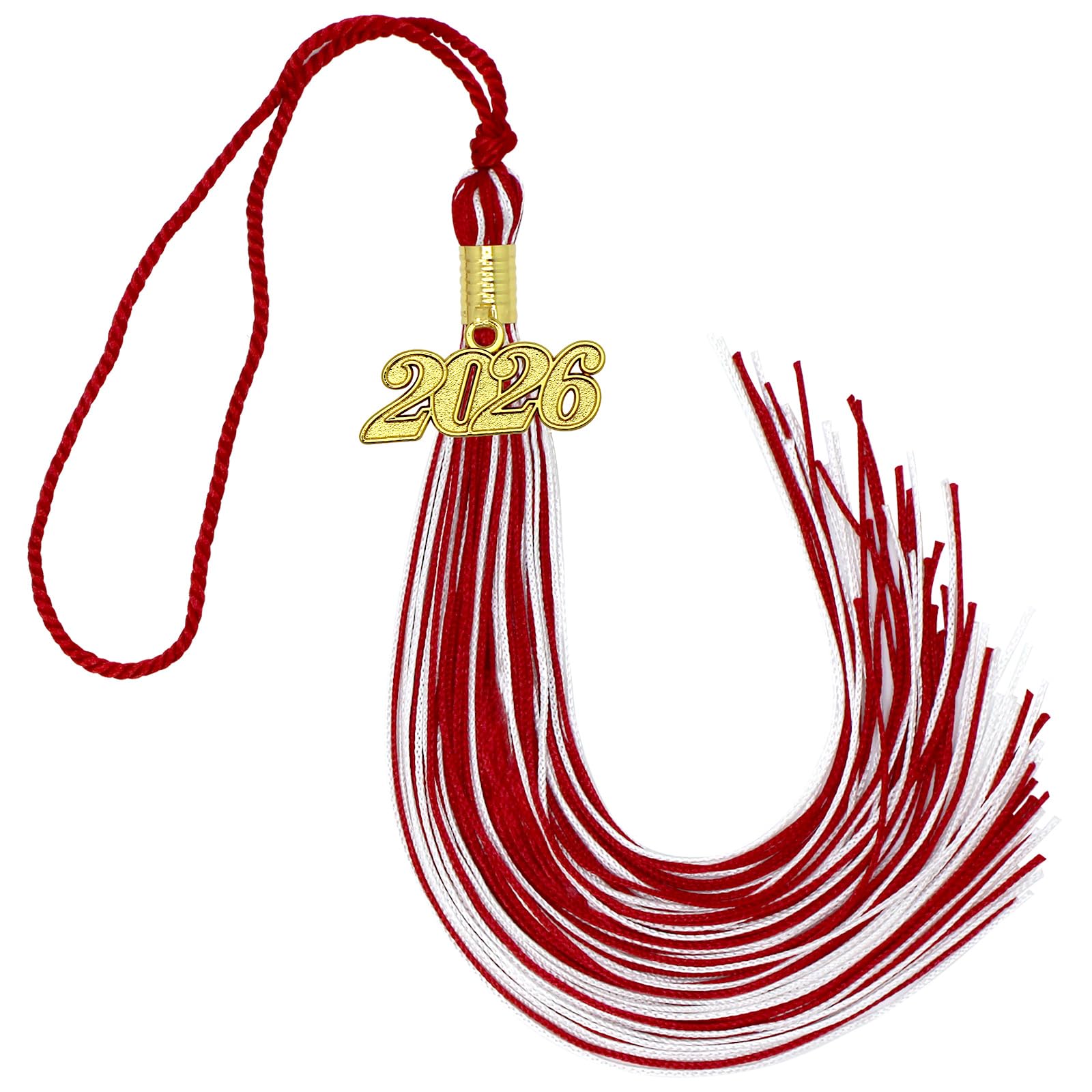 Photo 1 of 2026 Tassel Graduation Red and White Graduation Tassel 2026 with Date Charm (Mixed Red and White)
