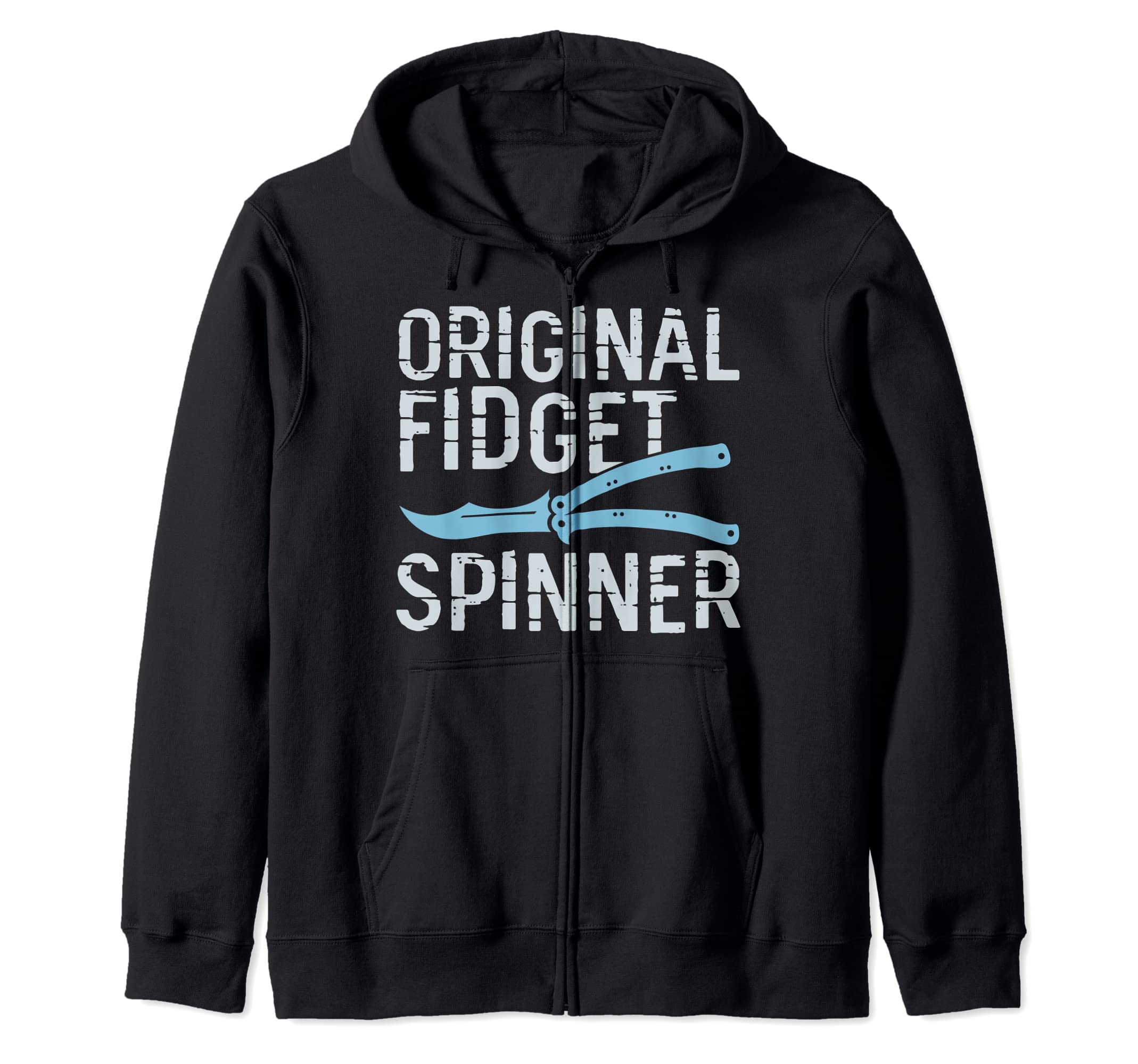 Original Fidget Spinner Funny Balisong Butterfly Knife Lover Zip Hoodie