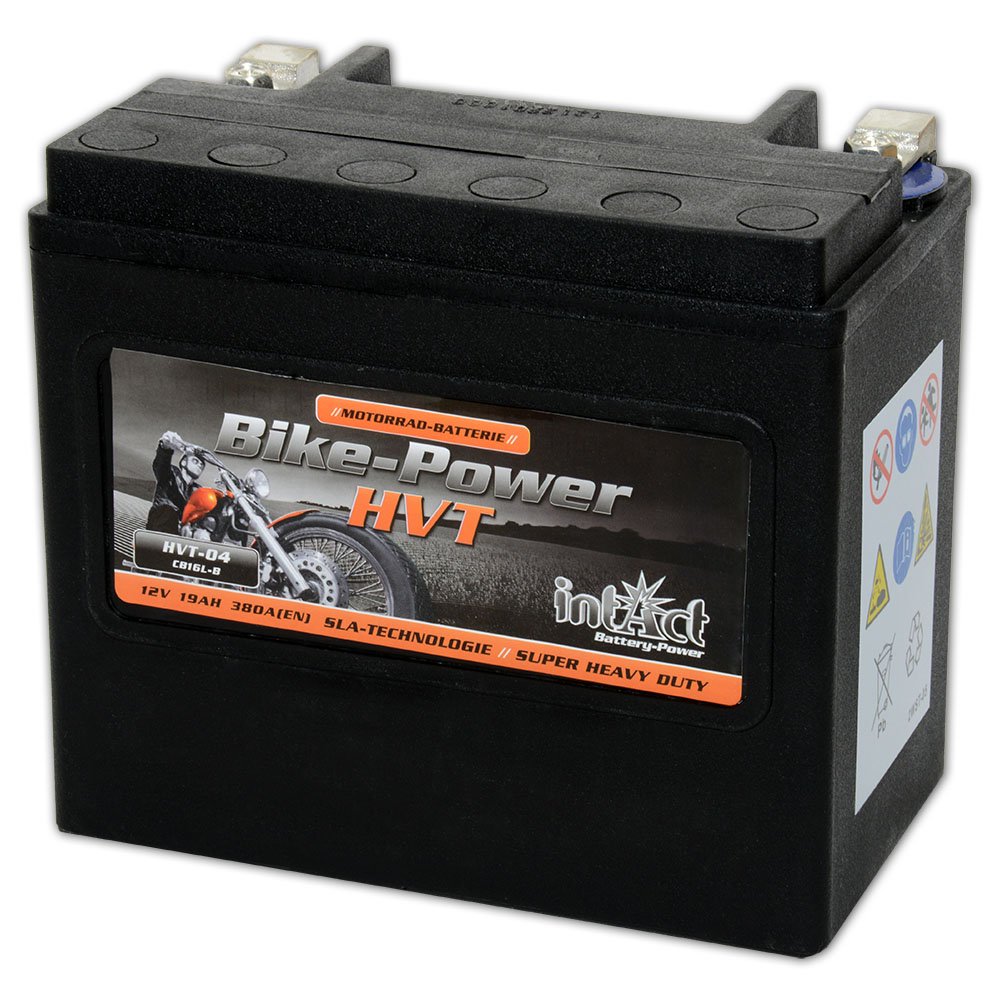 intAct Bike-Power HVT-04, CB16L-B, 12V 22 Ah, 300 A (EN), odporny na wibracje i wytrzymały akumulator motocyklowy AGM, Bezobsługowy akumulator AGM