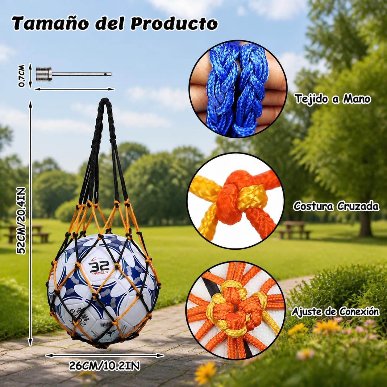 Bolsa para Balón Portátil con Agujas Inflables, Baloncesto Voleibol Playa