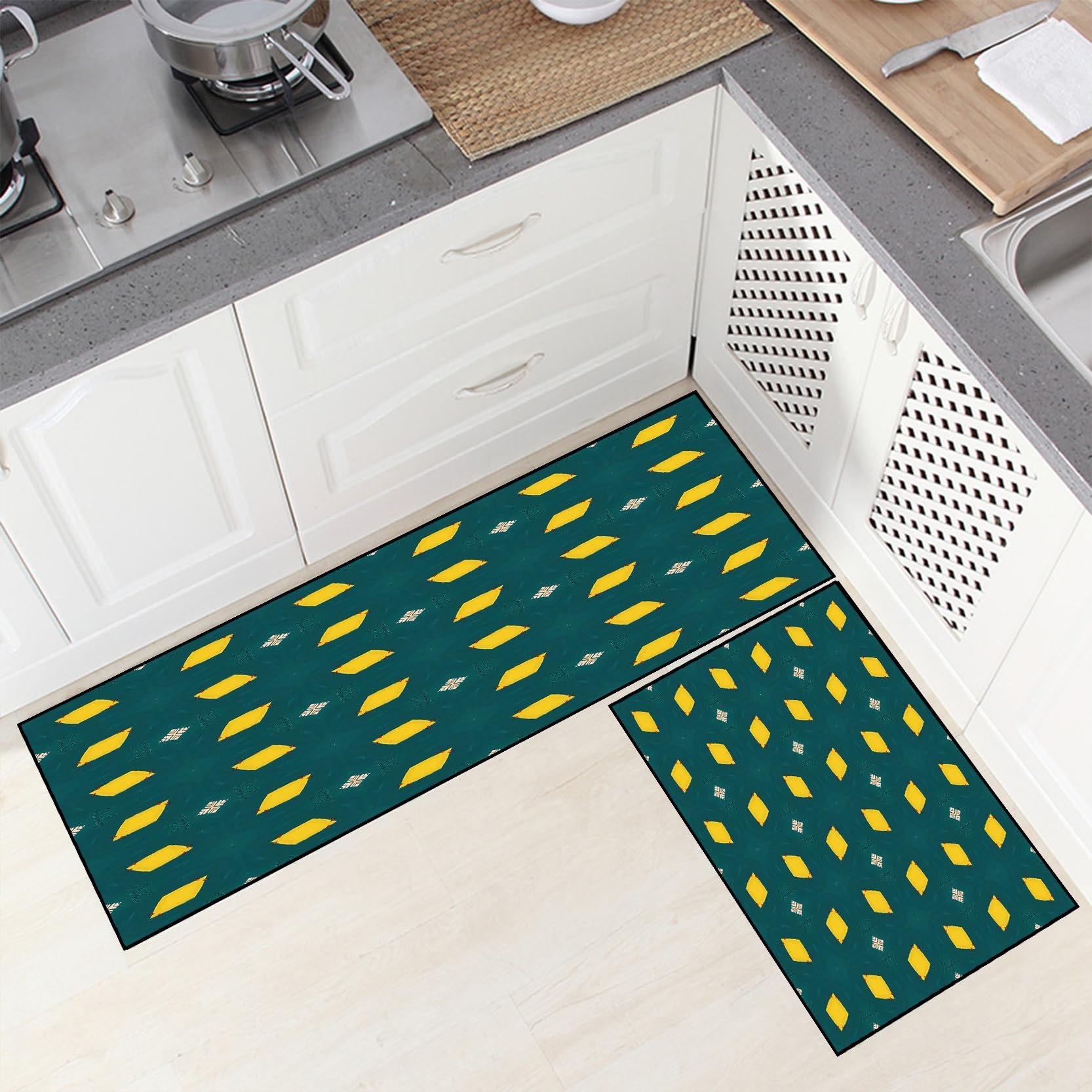 Tappeto Cucina Antiscivolo 50 x 490 cm Lavabile Tappeti Runner Moderno Facile da Pulire Ideale per Arredamento Casa, A