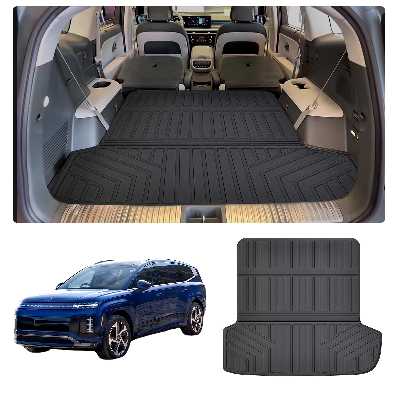 Large Cargo mat for 2026 Hyundai Ioniq 9?Foldable? TPE All Weather Protection Car Large Trunk Mat Accessories-Black