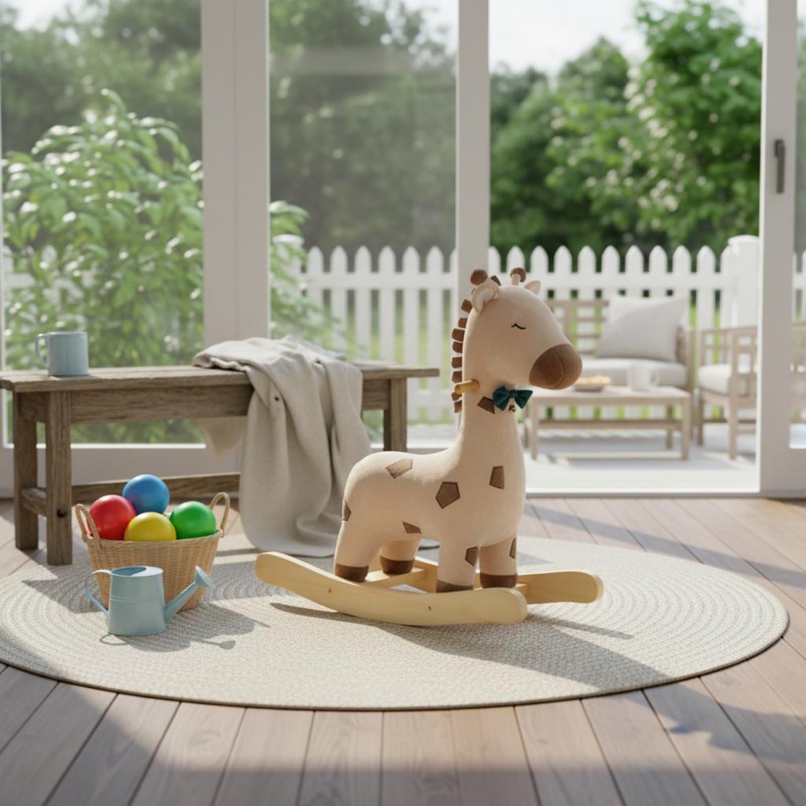 Qianly Gioco a Dondolo Giraffa in Legno Stile Nordico Dondolo a Forma di Giraffa Design Anti-Ribaltamento Giocattolo prima Infanzia per Bambini Piccoli