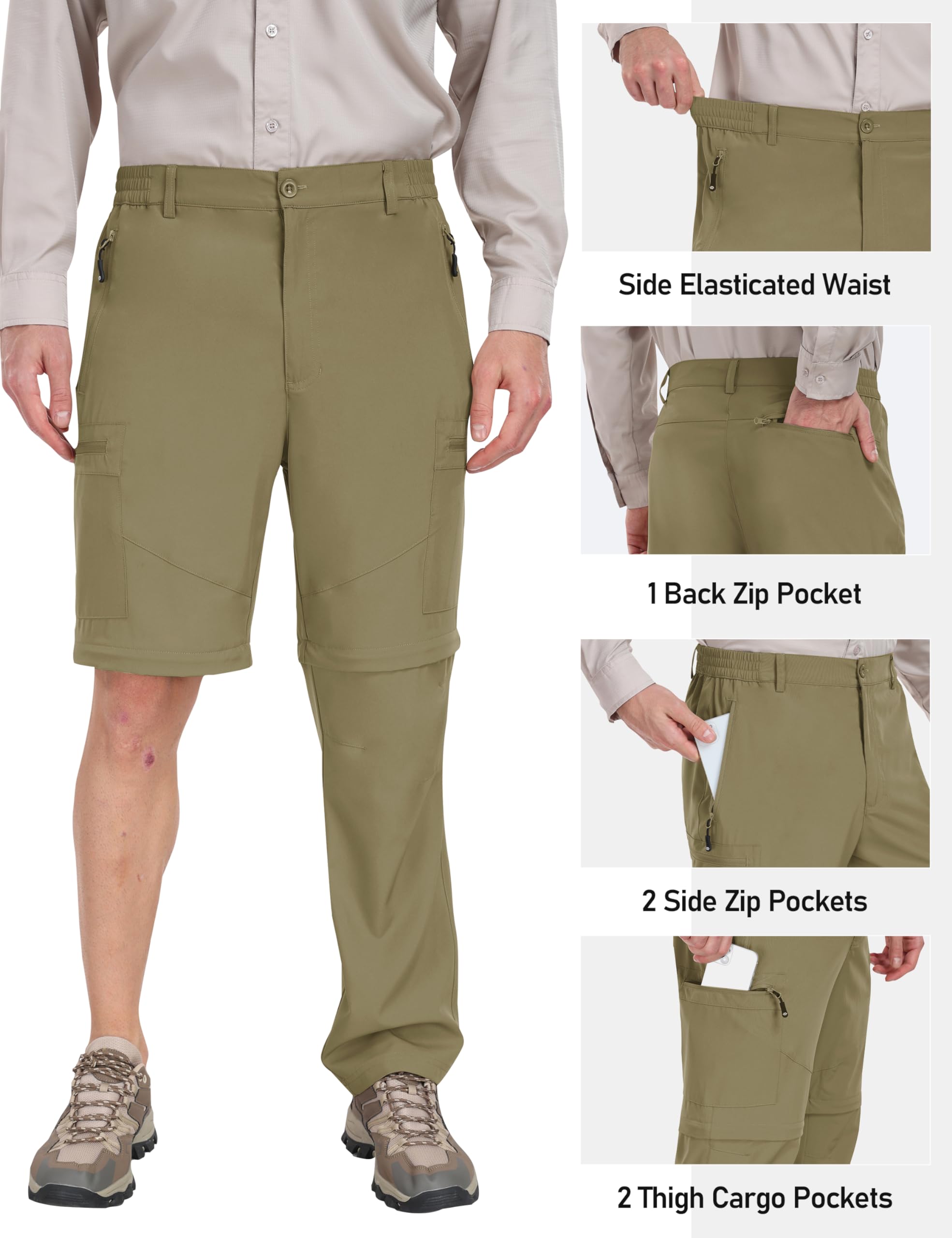 JINSHI Uomo Pantaloni Convertibili Cargo Pantaloncini Leggeri ad Asciugatura Rapida Zip-off Pantaloni da Trekking Montagna con 5 Tasche a Zip