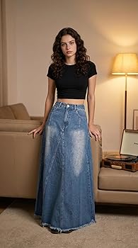 Amazon.com: XQR Women's Vintage Full Length Denim Skirts High