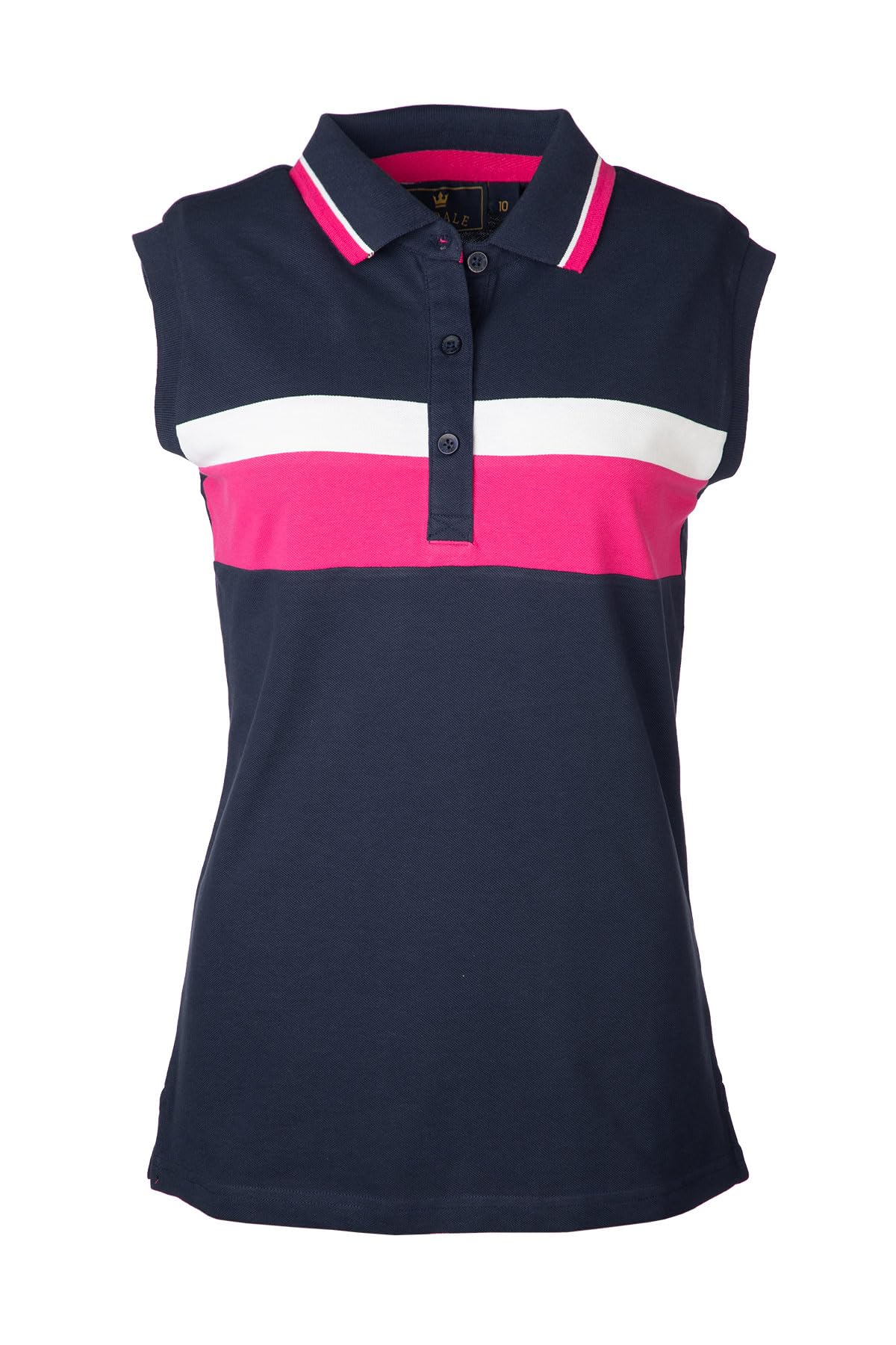 Rydale Ladies Classic Polo Shirt Equestrian Sleeveless Womens Top Summer Shirts (UK, Numeric, 10, Regular, Regular, Navy)