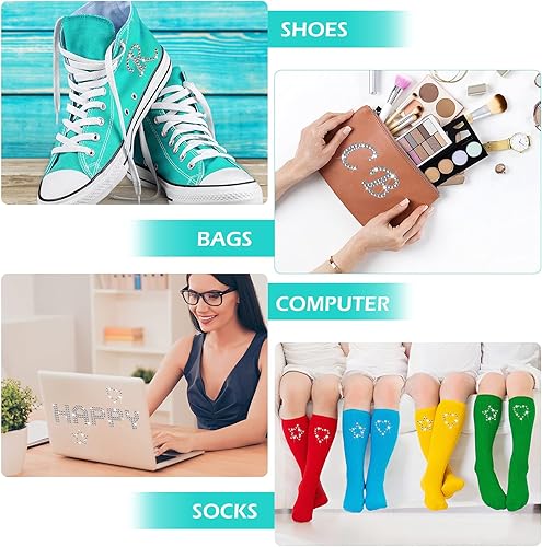 Miniatura 2 de Juego de 10 hojas de calcomanías con purpurina para planchar, letras del alfabeto, calcomanías autoadhesivas con números brillantes para decoración