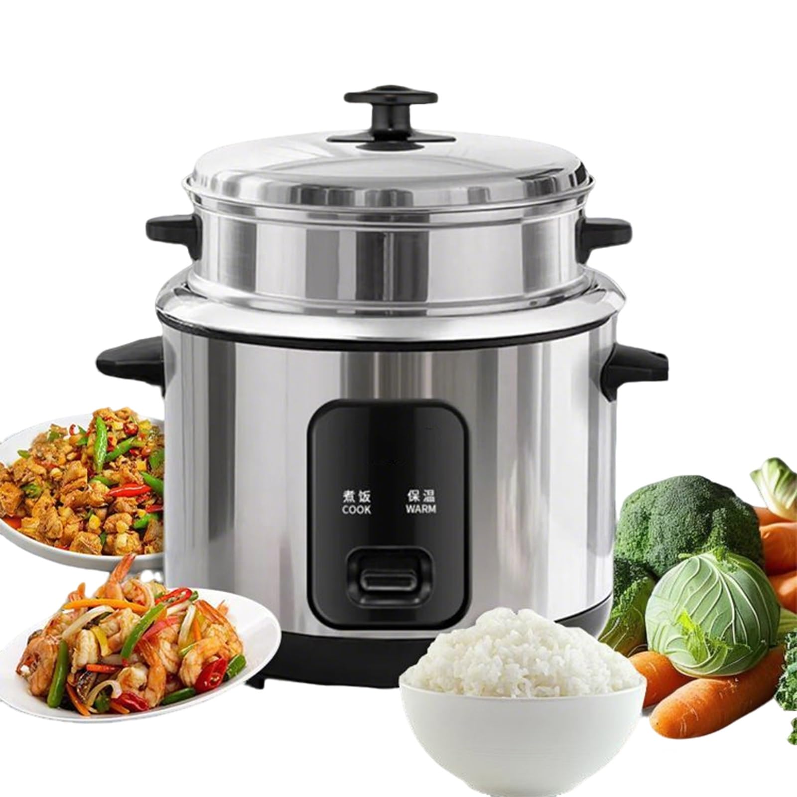 Cuociriso Elettrico, Ciotola Interna Antiaderente In Acciaio Inossidabile 316, Con Vaporiera, Misurino, Cucchiaio, 220-240 V, For Riso Soffice, Verdure(Inner Pot Capacity 3L)